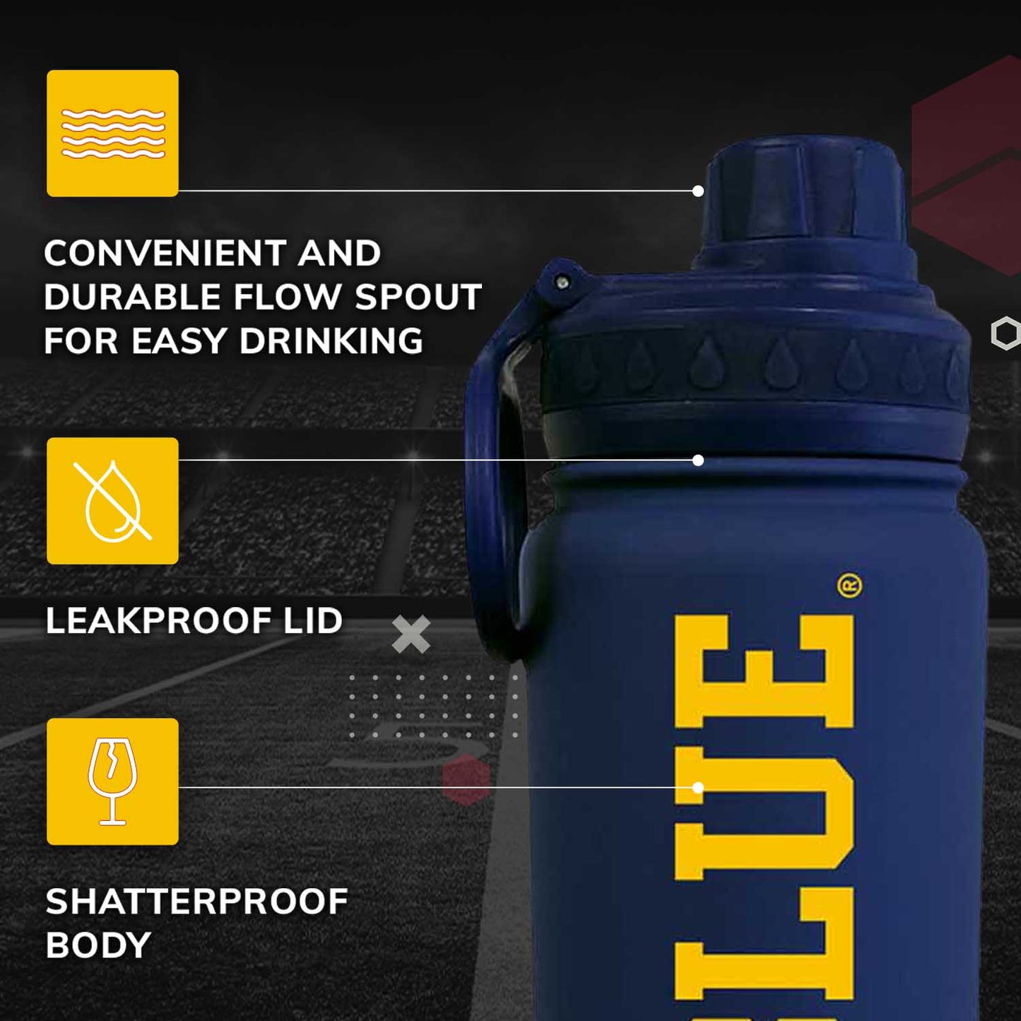 Michigan Wolverines NCAA Stainless Steel Water Bottle - Navy