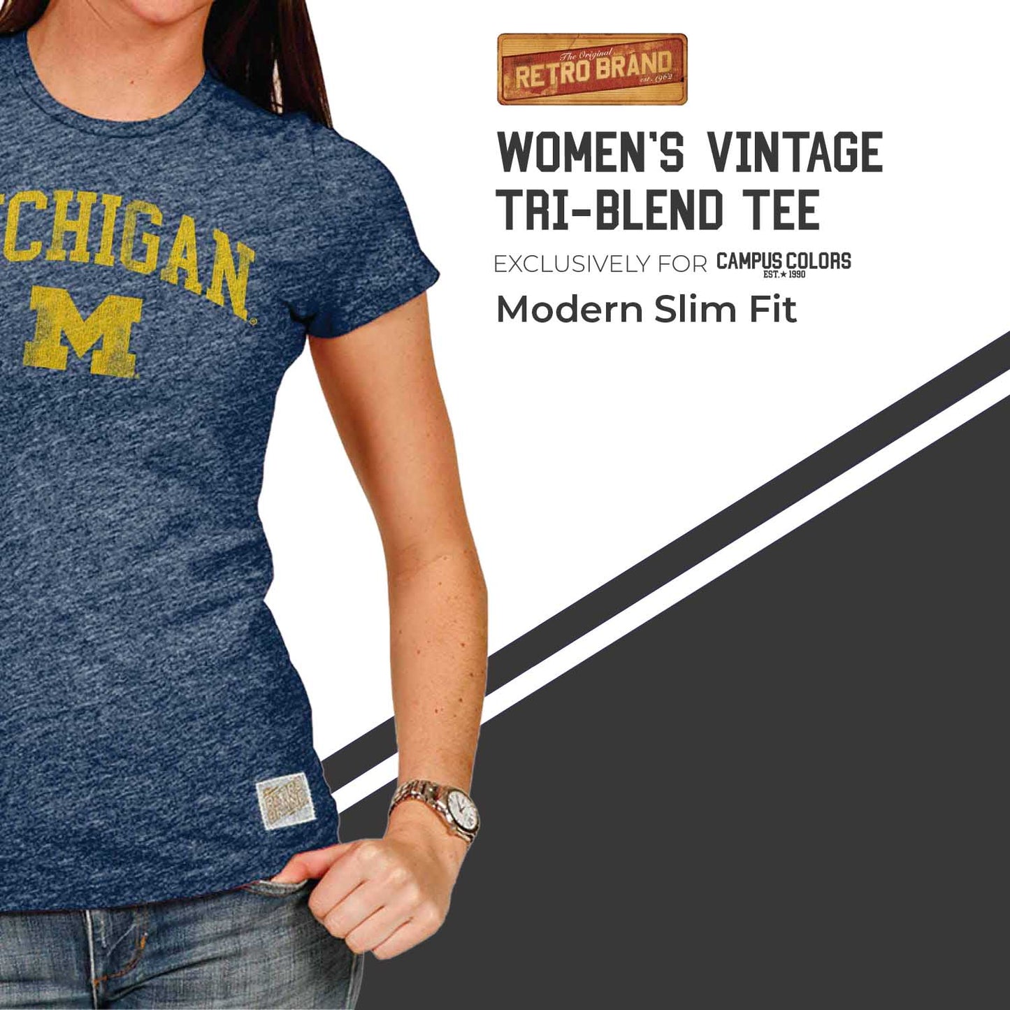 Michigan Wolverines University Women's T-Shirt - Navy