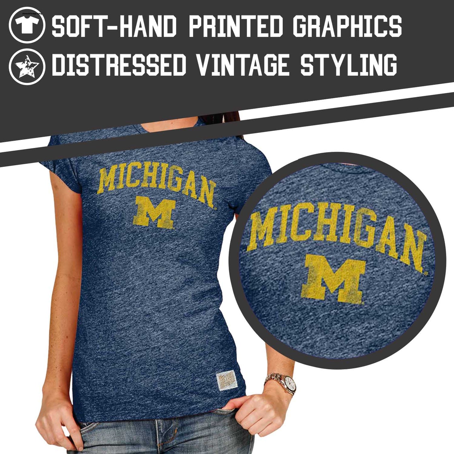 Michigan Wolverines University Women's T-Shirt - Navy