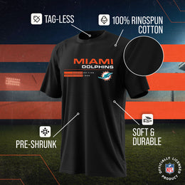 Miami Dolphins Adult NFL Speed Stat Sheet T-Shirt - Black