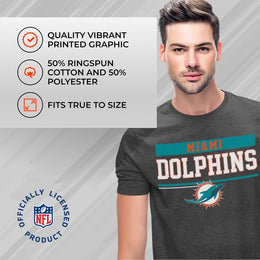 Miami Dolphins NFL Adult Team Block Tagless T-Shirt - Charcoal