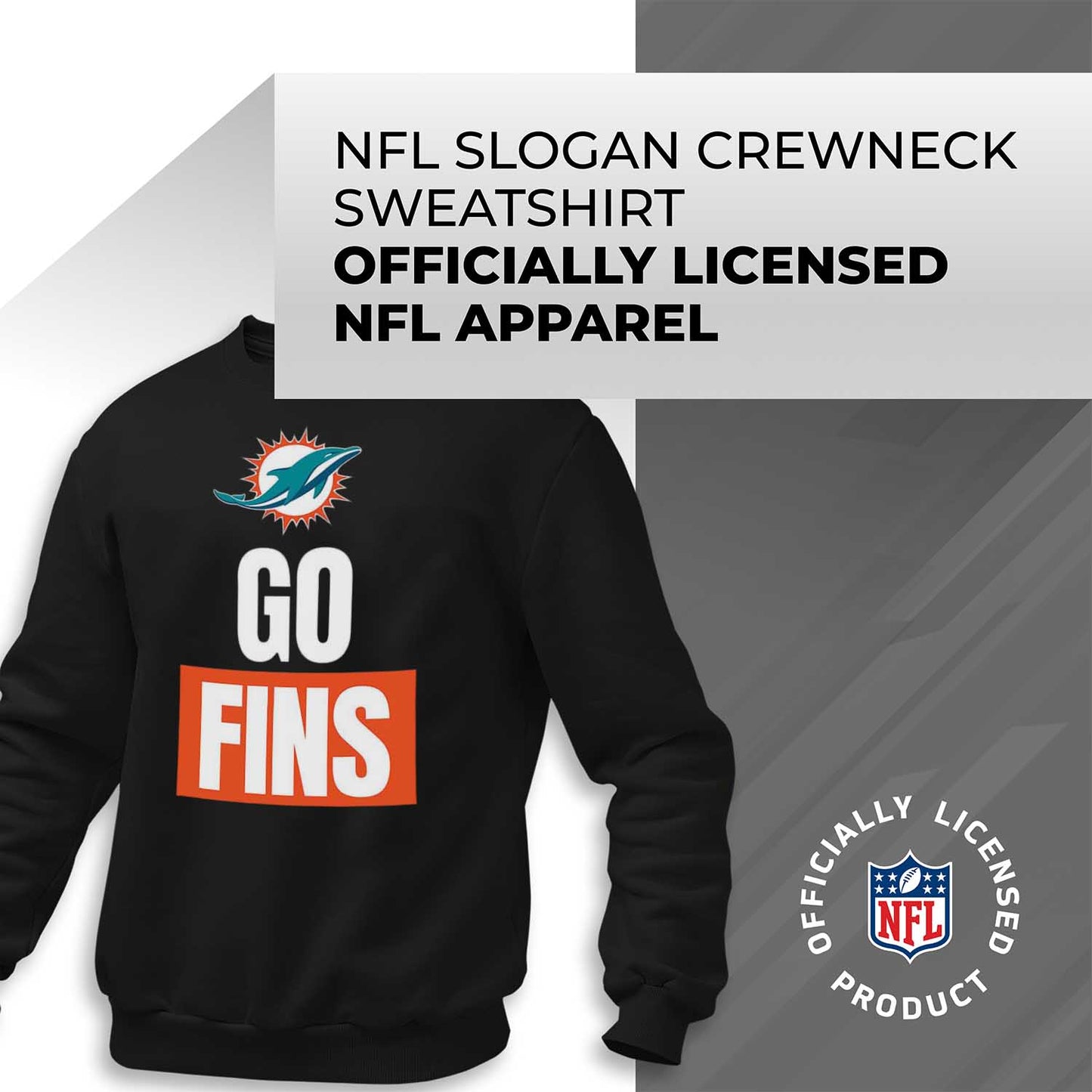 Miami Dolphins NFL Adult Slogan Crewneck Sweatshirt - Black