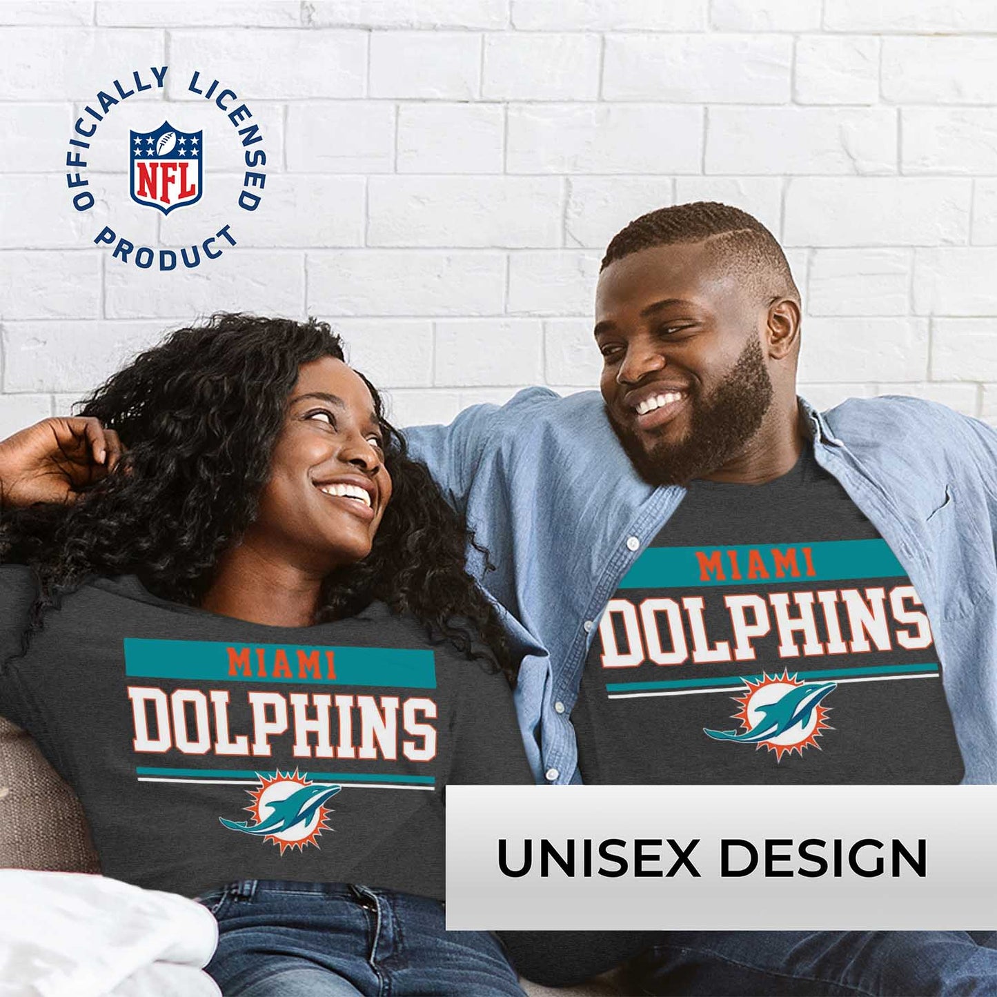 Miami Dolphins NFL Adult Charcoal Long Sleeve T Shirt - Charcoal
