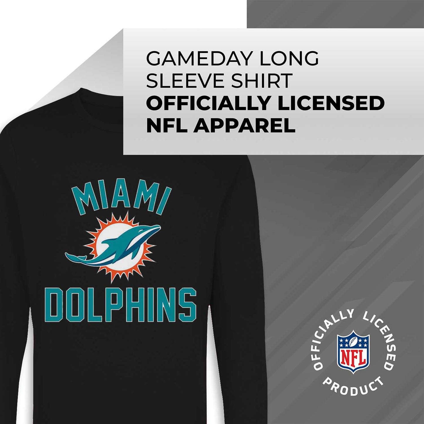 Miami Dolphins NFL Gameday Adult Long Sleeve Shirt - Black