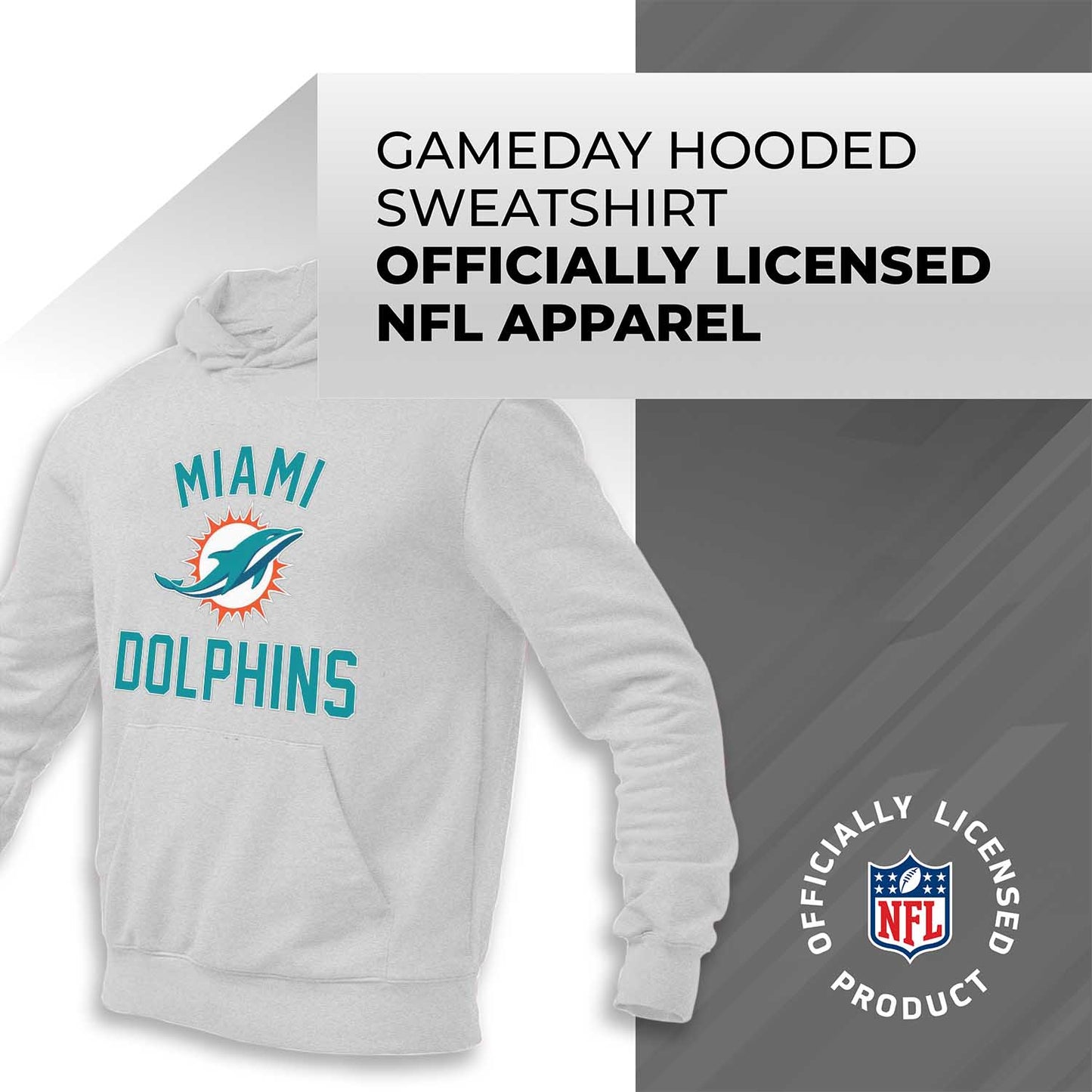 Miami Dolphins NFL Adult Gameday Hooded Sweatshirt - Gray