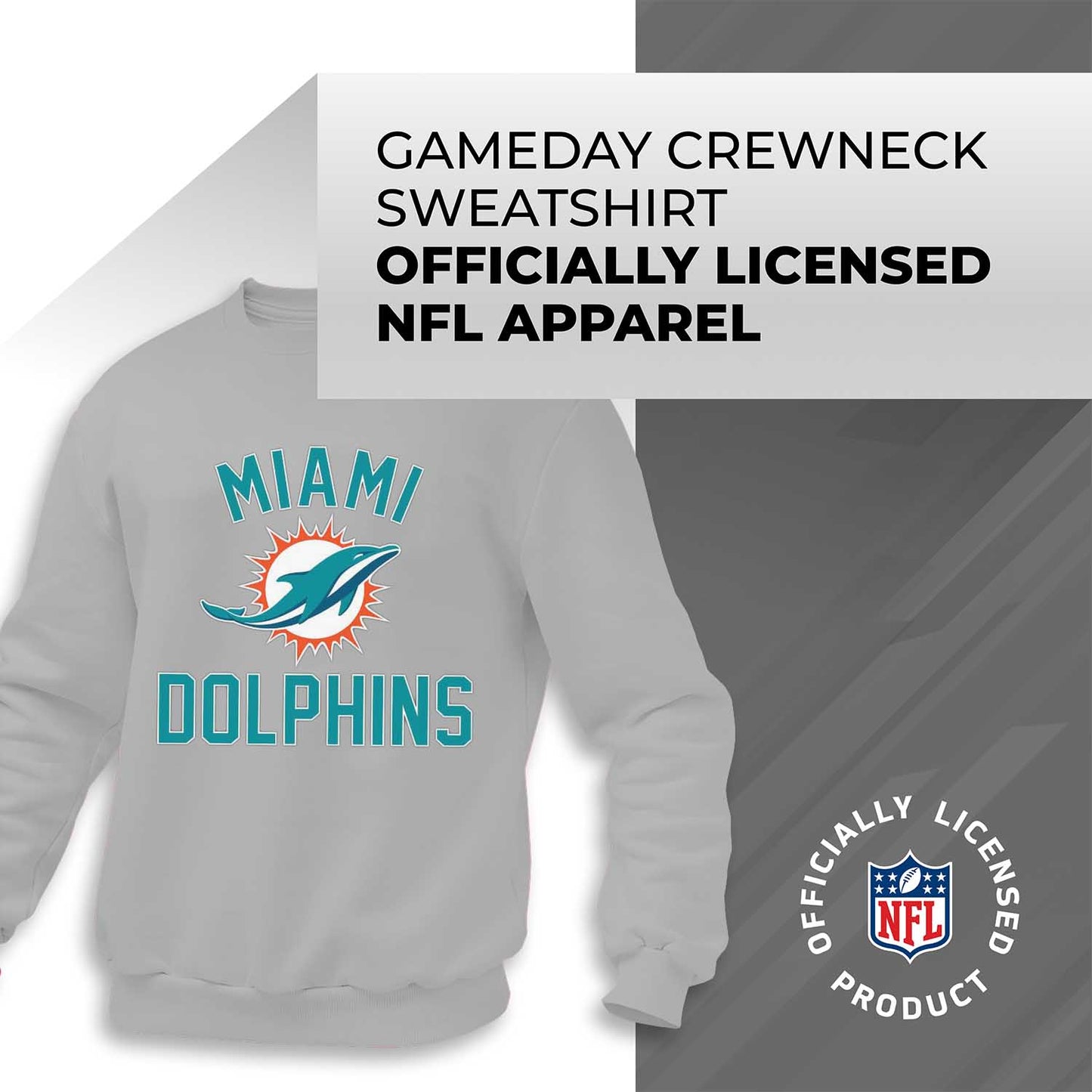 Miami Dolphins NFL Adult Gameday Football Crewneck Sweatshirt - Gray