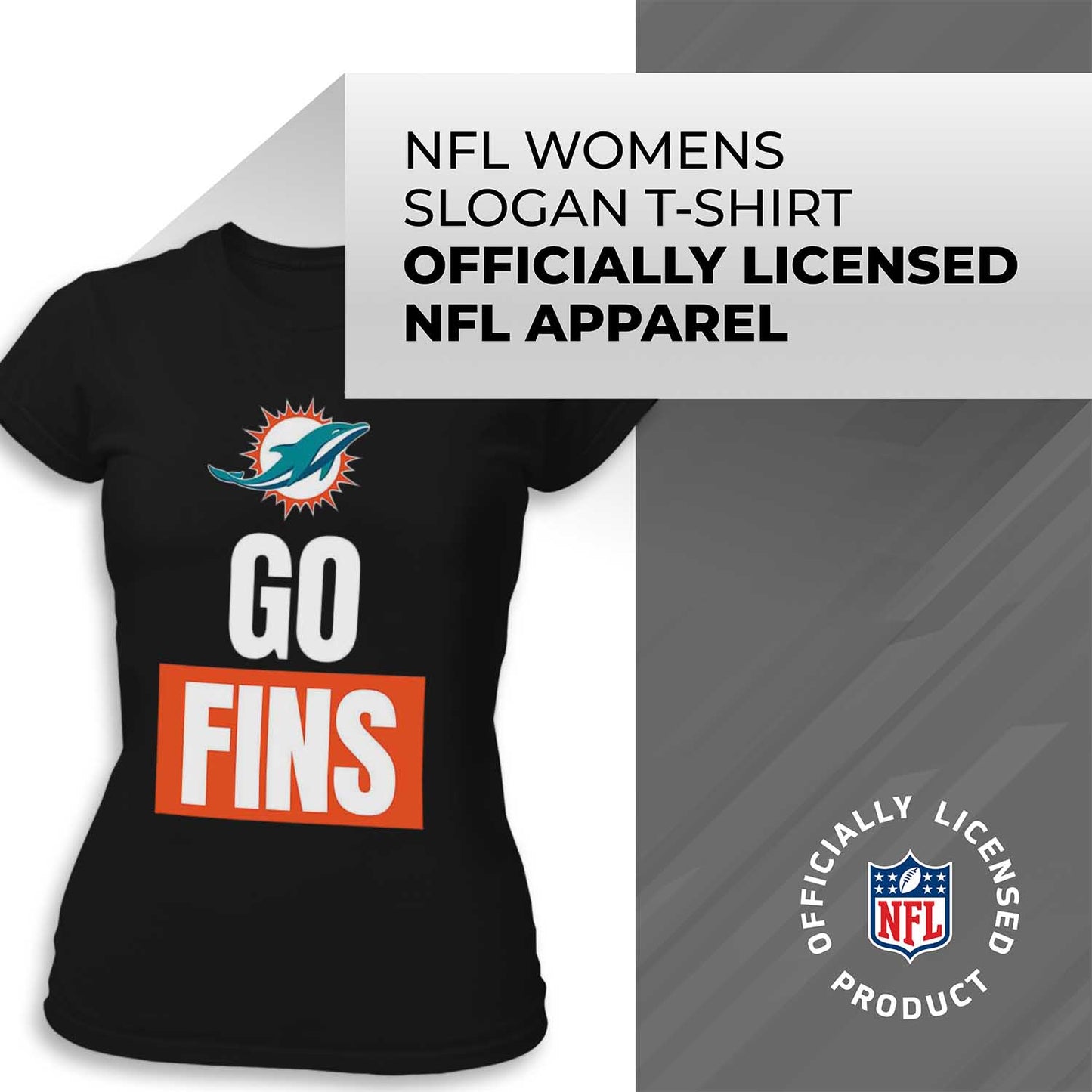 Miami Dolphins NFL Womens Team Slogan Short Sleeve Tshirt - Black