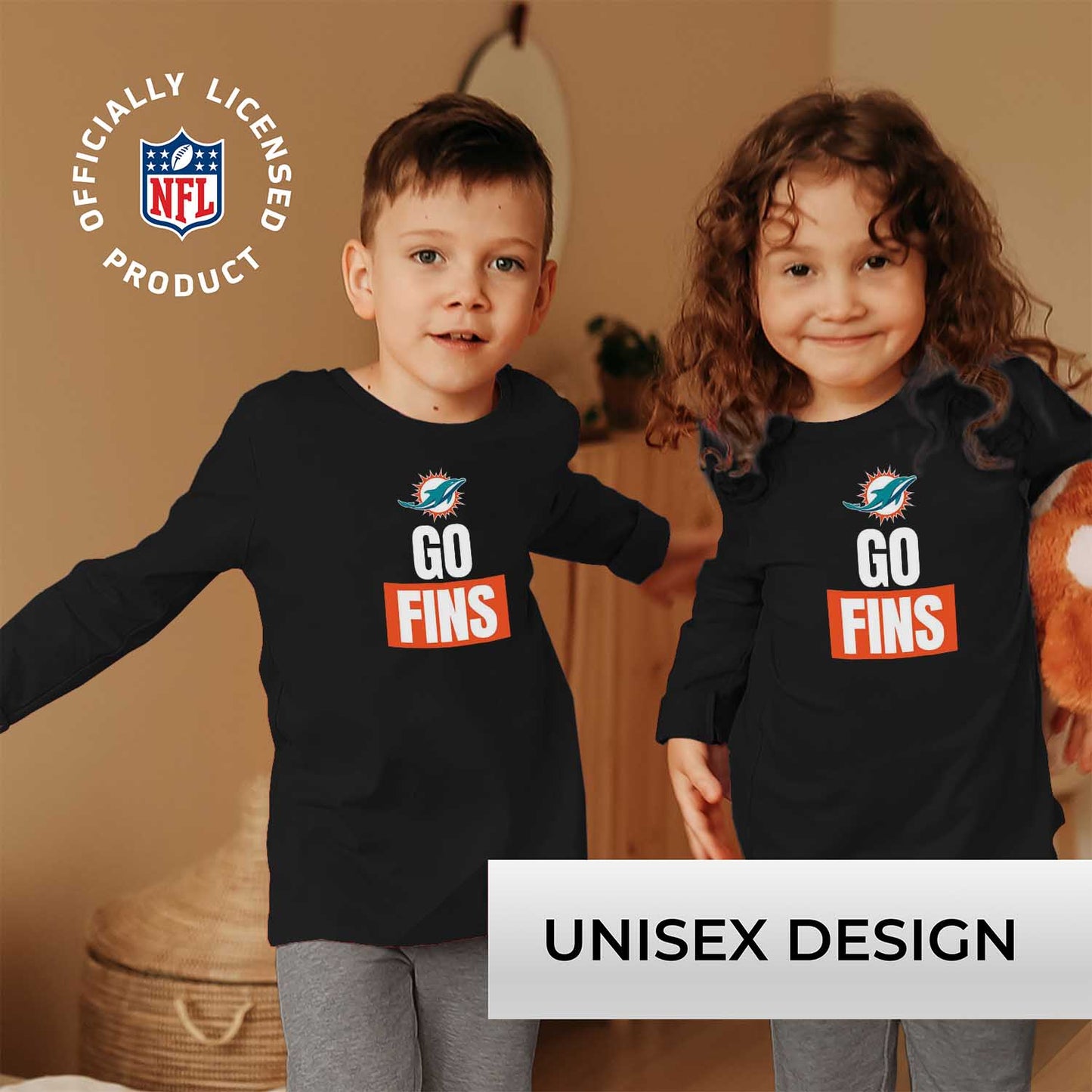 Miami Dolphins NFL Youth Team Slogan crewneck Sweatshirt - Black