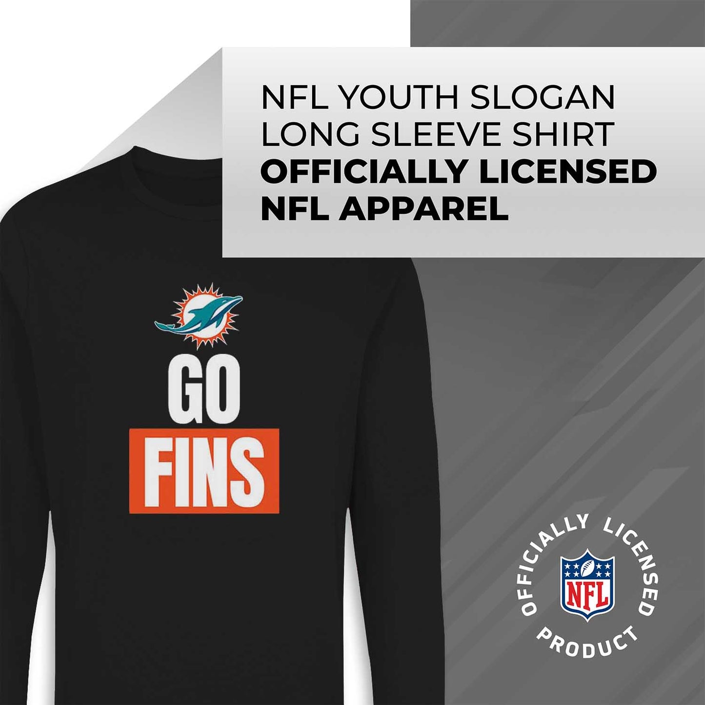 Miami Dolphins NFL Youth Team Slogan crewneck Sweatshirt - Black