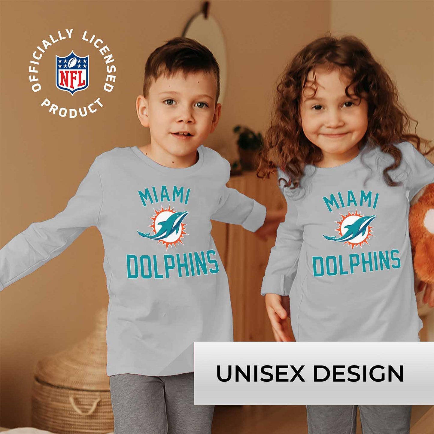 Miami Dolphins NFL Gameday Youth Football Long Sleeve Shirt - Gray