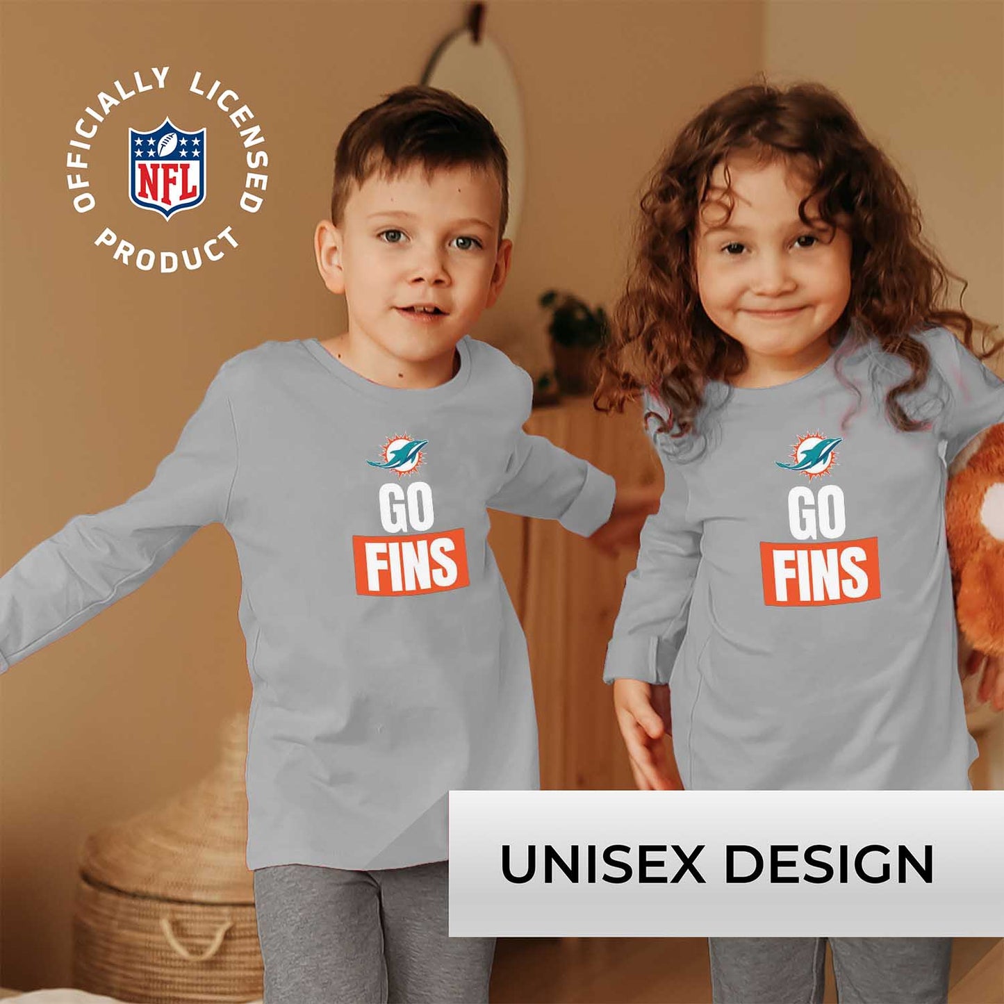 Miami Dolphins NFL Youth Team Slogan Long Sleeve Shirt - Gray