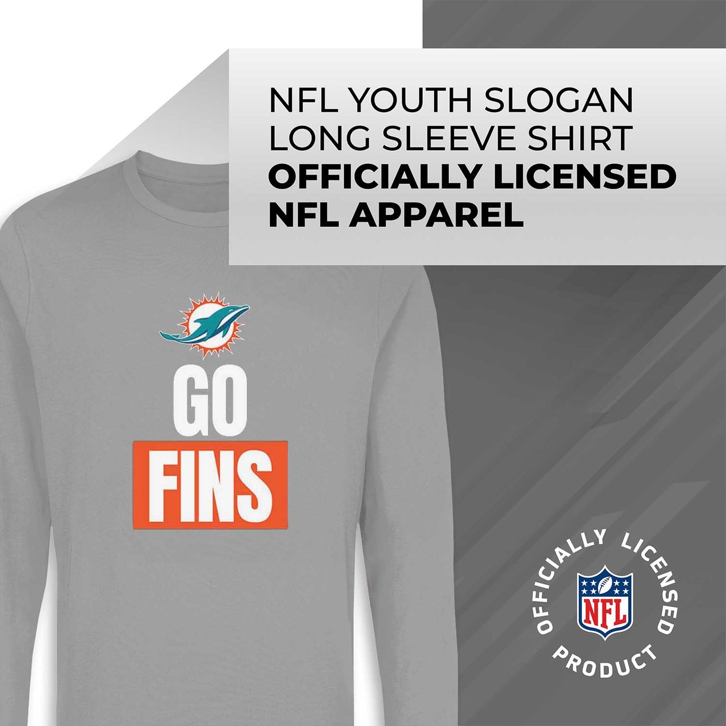 Miami Dolphins NFL Youth Team Slogan Long Sleeve Shirt - Gray