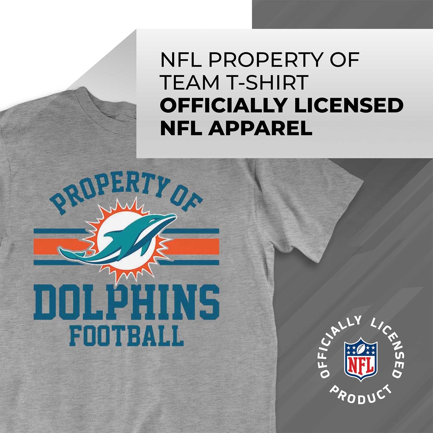 Miami Dolphins NFL Adult Property Of T-Shirt - Sport Gray
