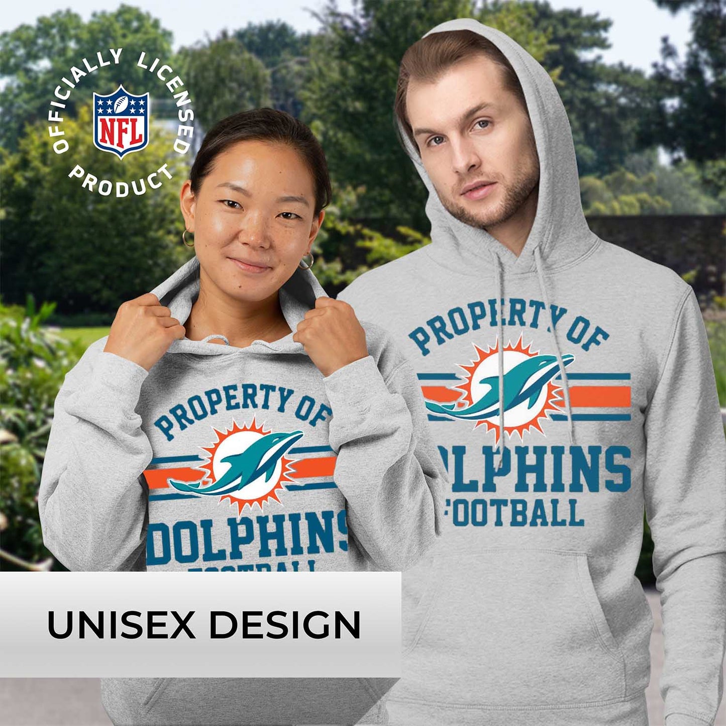 Miami Dolphins NFL Adult Property Of Hooded Sweatshirt - Sport Gray