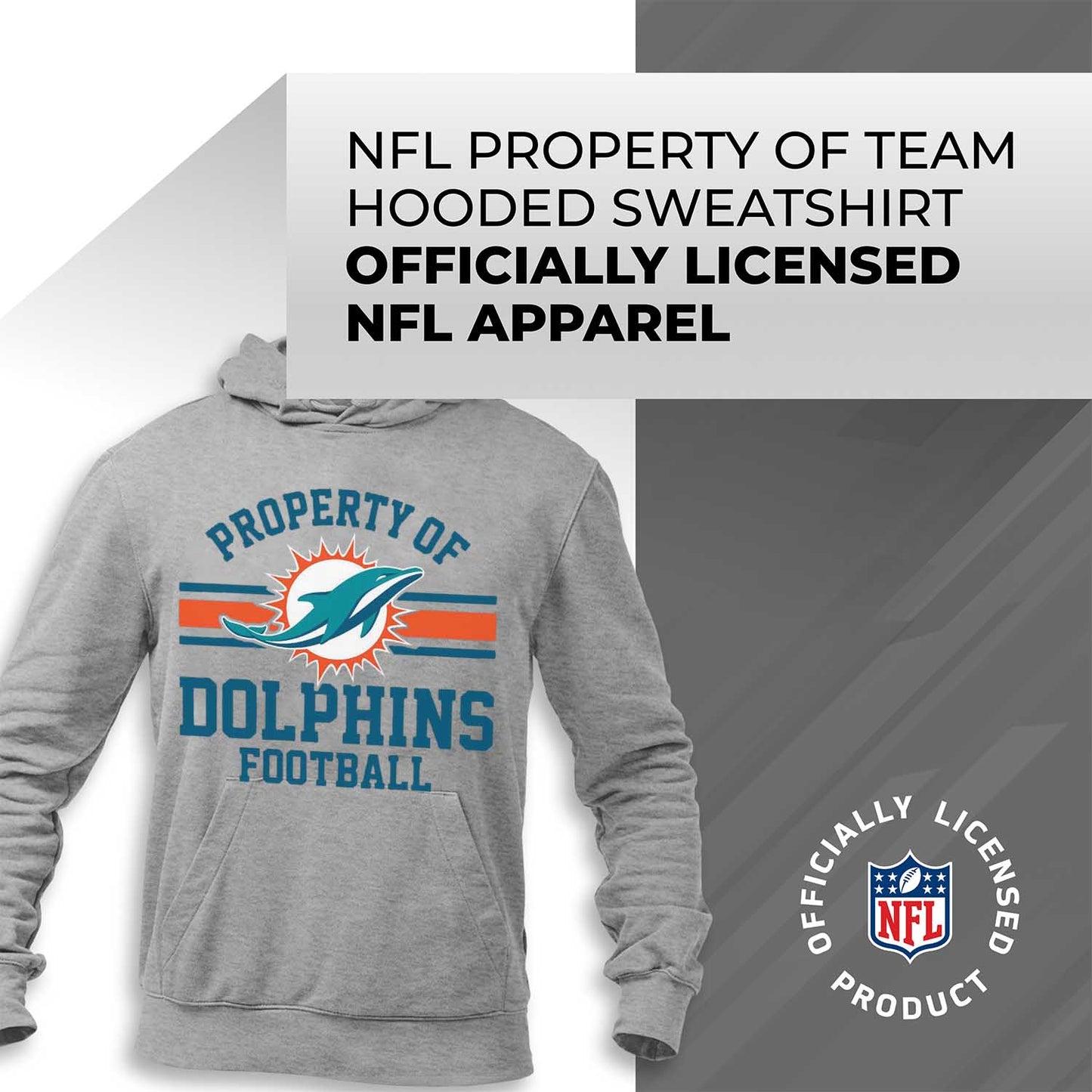 Miami Dolphins NFL Adult Property Of Hooded Sweatshirt - Sport Gray