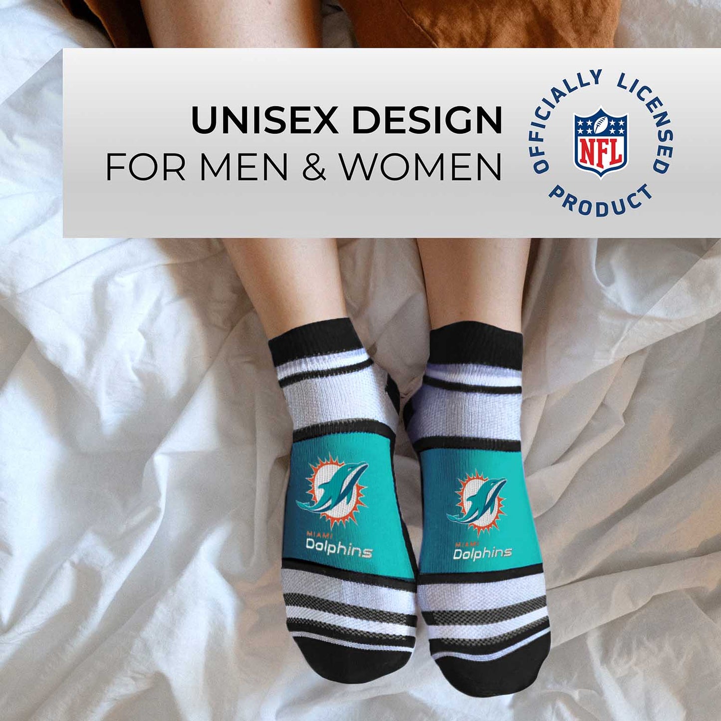 Miami Dolphins Adult Marquis Addition No Show Socks - Teal