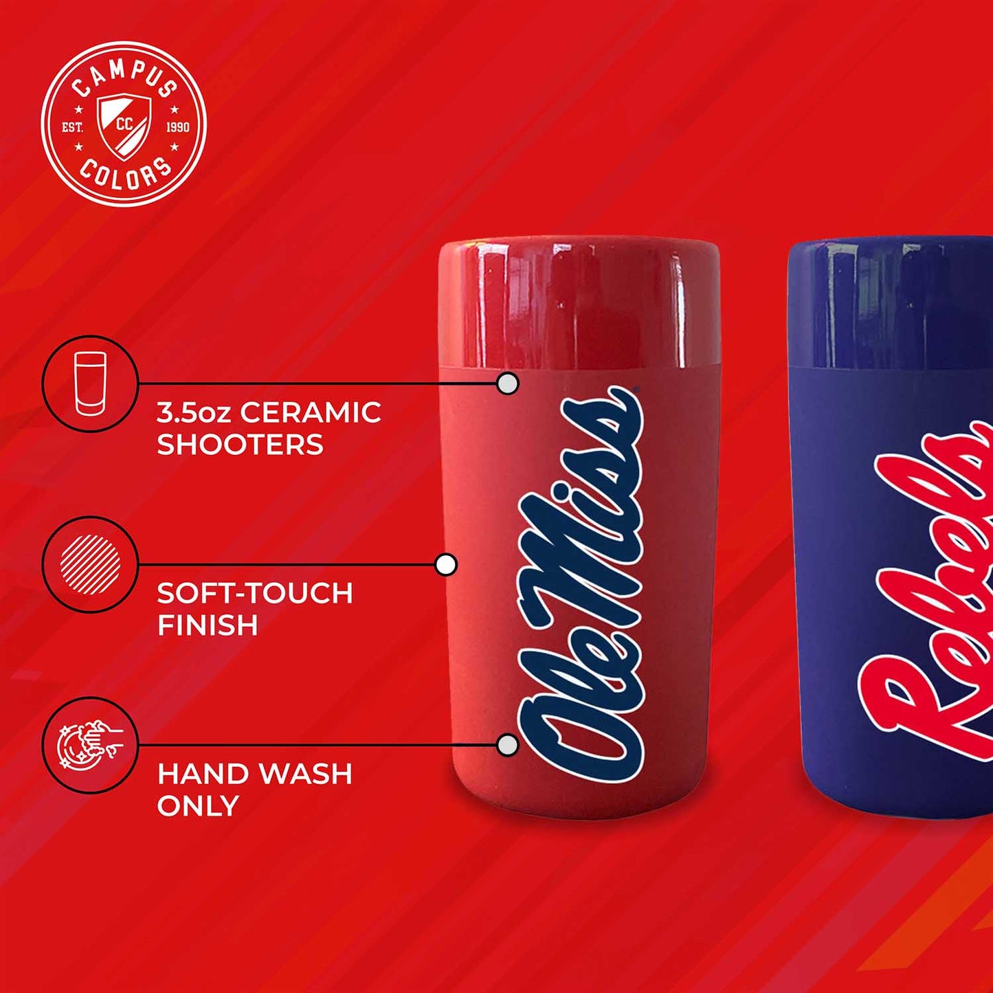 Ole Miss Rebels College and University 2-Pack Shot Glasses - Team Color