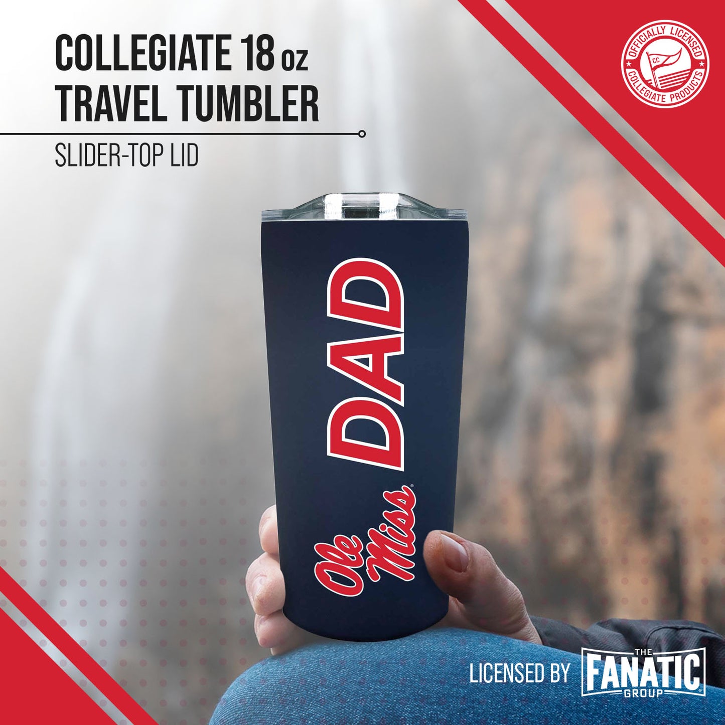 Ole Miss Rebels NCAA Stainless Steel Travel Tumbler for Dad - Navy