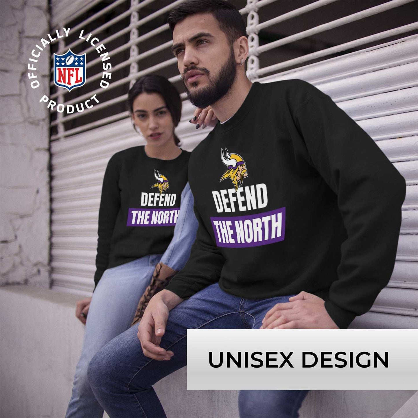 Minnesota Vikings NFL Adult Slogan Crewneck Sweatshirt - Black