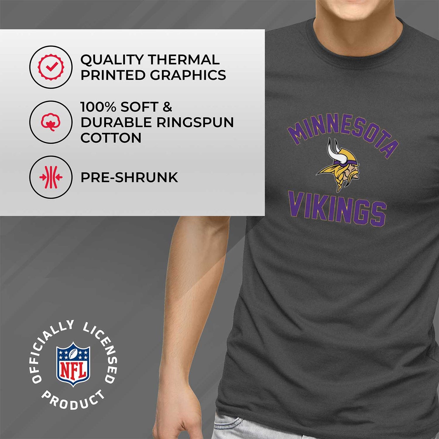 Minnesota Vikings NFL Adult Gameday T-Shirt - Gray