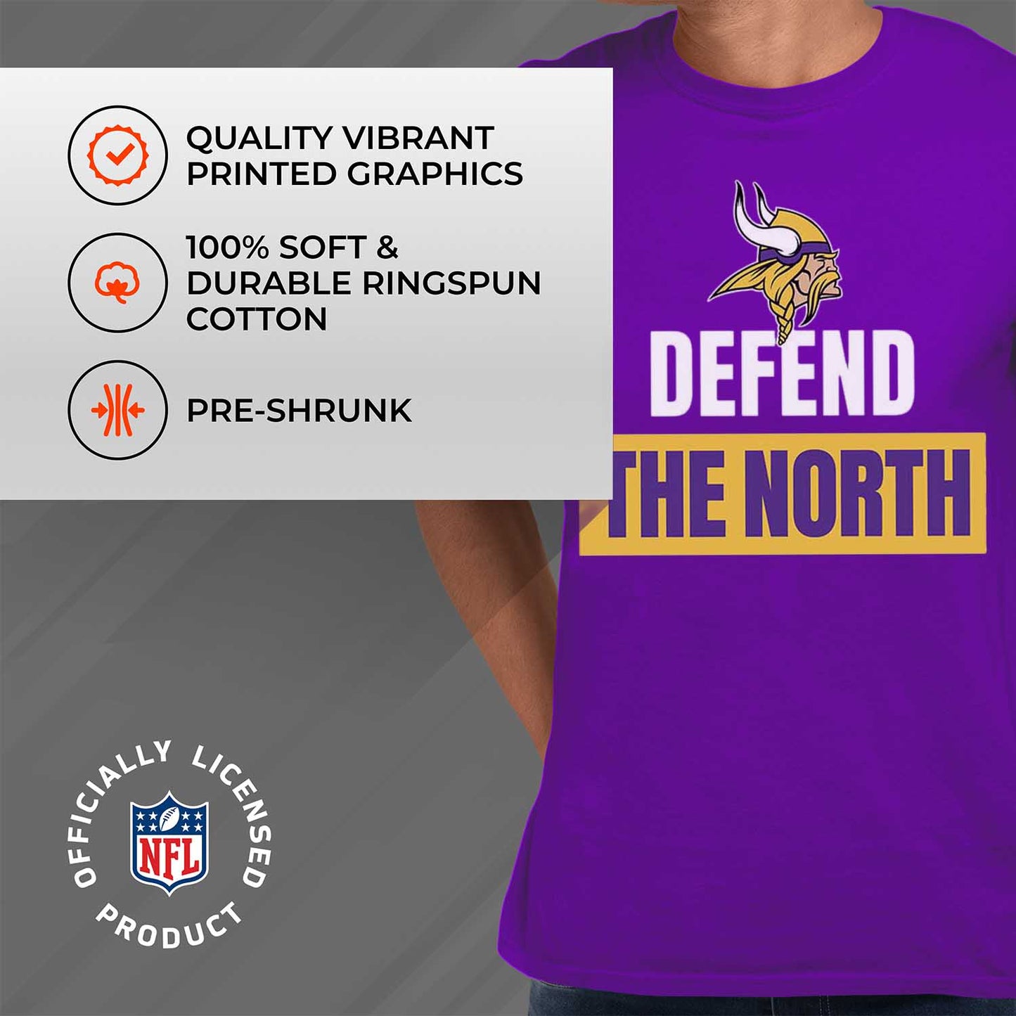 Minnesota Vikings NFL Adult Team Slogan Unisex T-Shirt - Purple