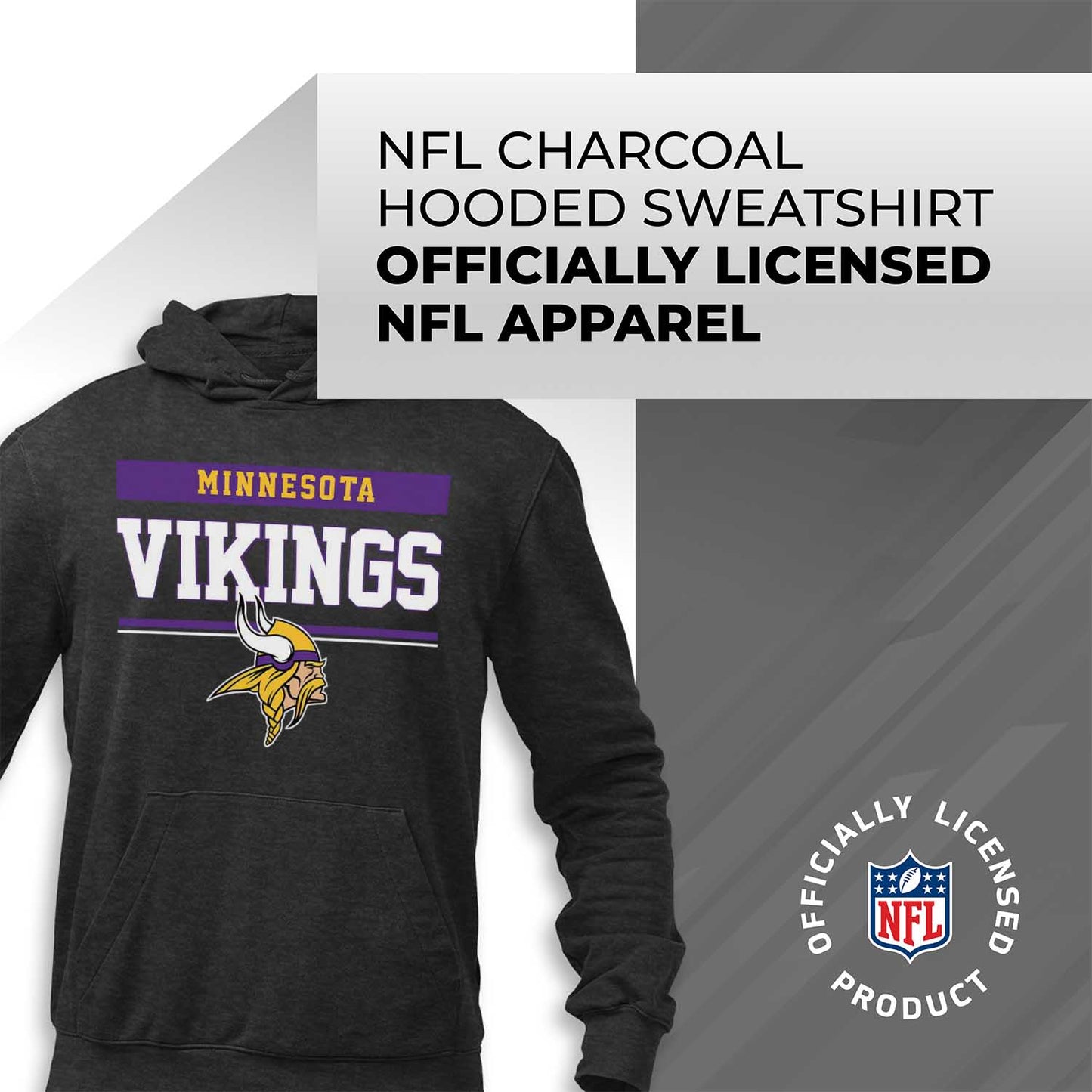 Minnesota Vikings NFL Adult Gameday Charcoal Hooded Sweatshirt - Charcoal