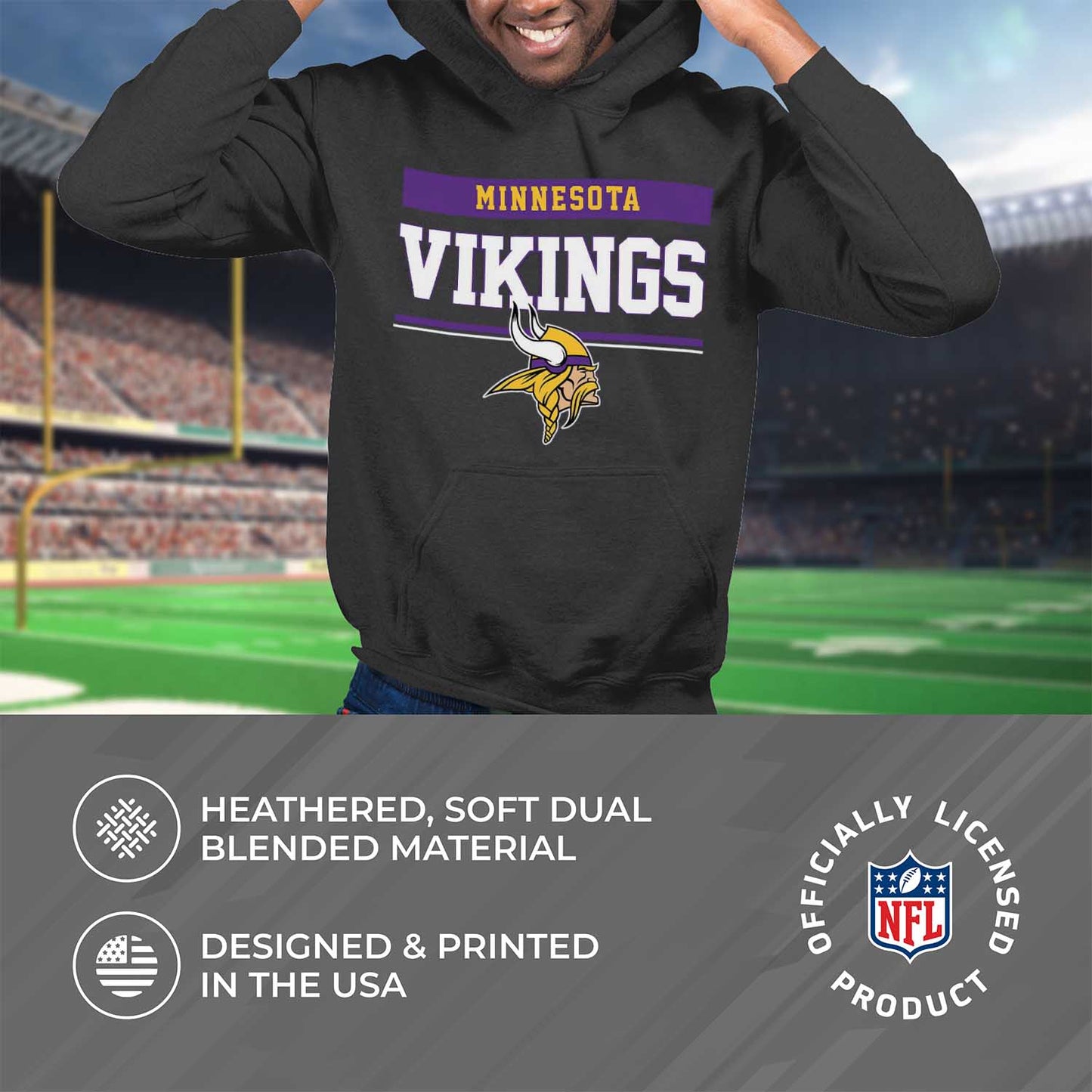 Minnesota Vikings NFL Adult Gameday Charcoal Hooded Sweatshirt - Charcoal
