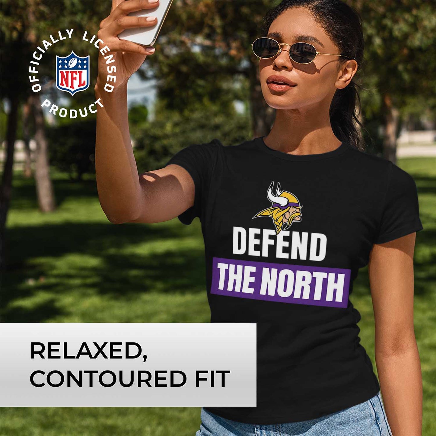 Minnesota Vikings NFL Womens Team Slogan Short Sleeve Tshirt - Black