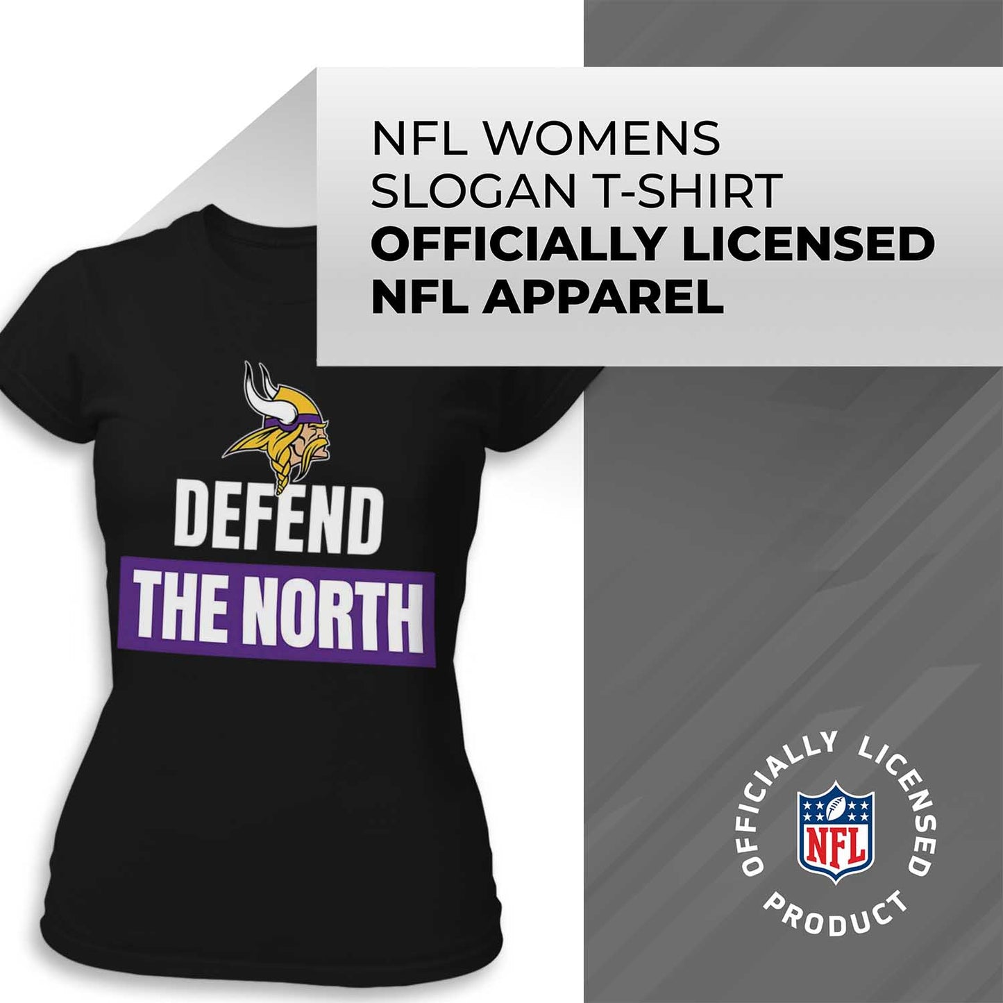 Minnesota Vikings NFL Womens Team Slogan Short Sleeve Tshirt - Black
