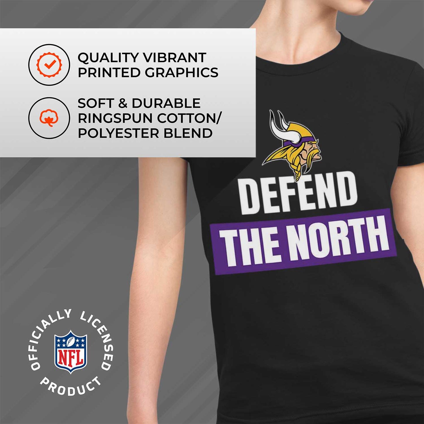 Minnesota Vikings NFL Womens Team Slogan Short Sleeve Tshirt - Black