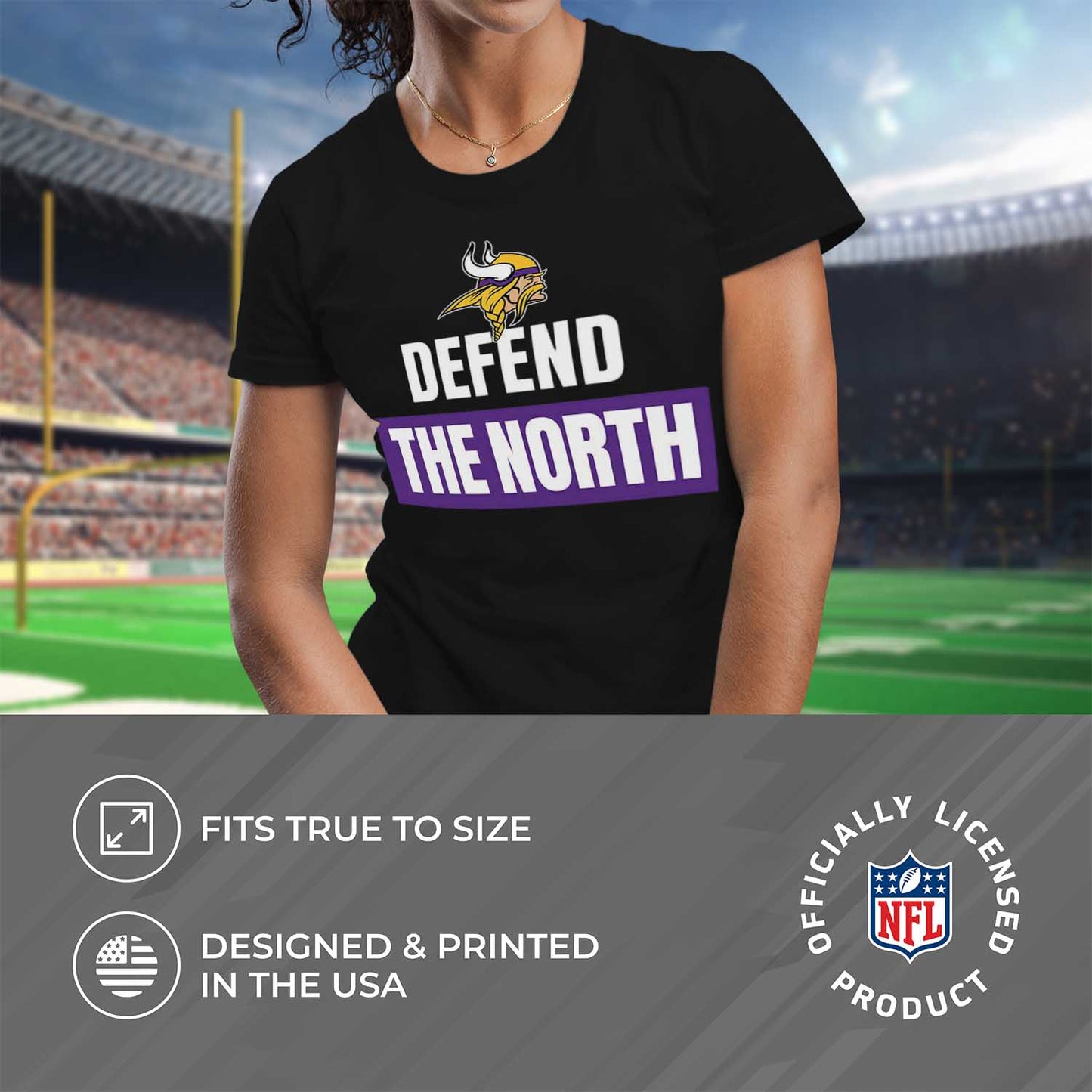 Minnesota Vikings NFL Womens Team Slogan Short Sleeve Tshirt - Black