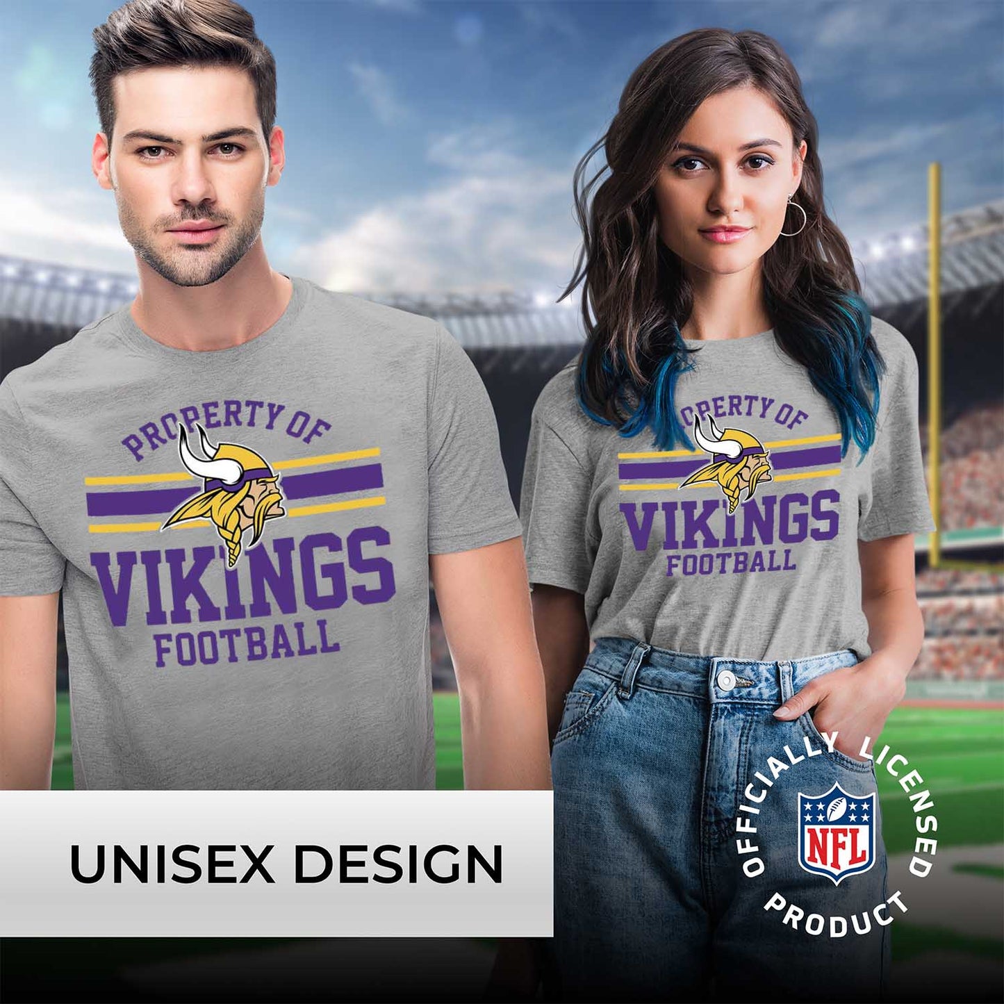 Minnesota Vikings NFL Adult Property Of T-Shirt - Sport Gray