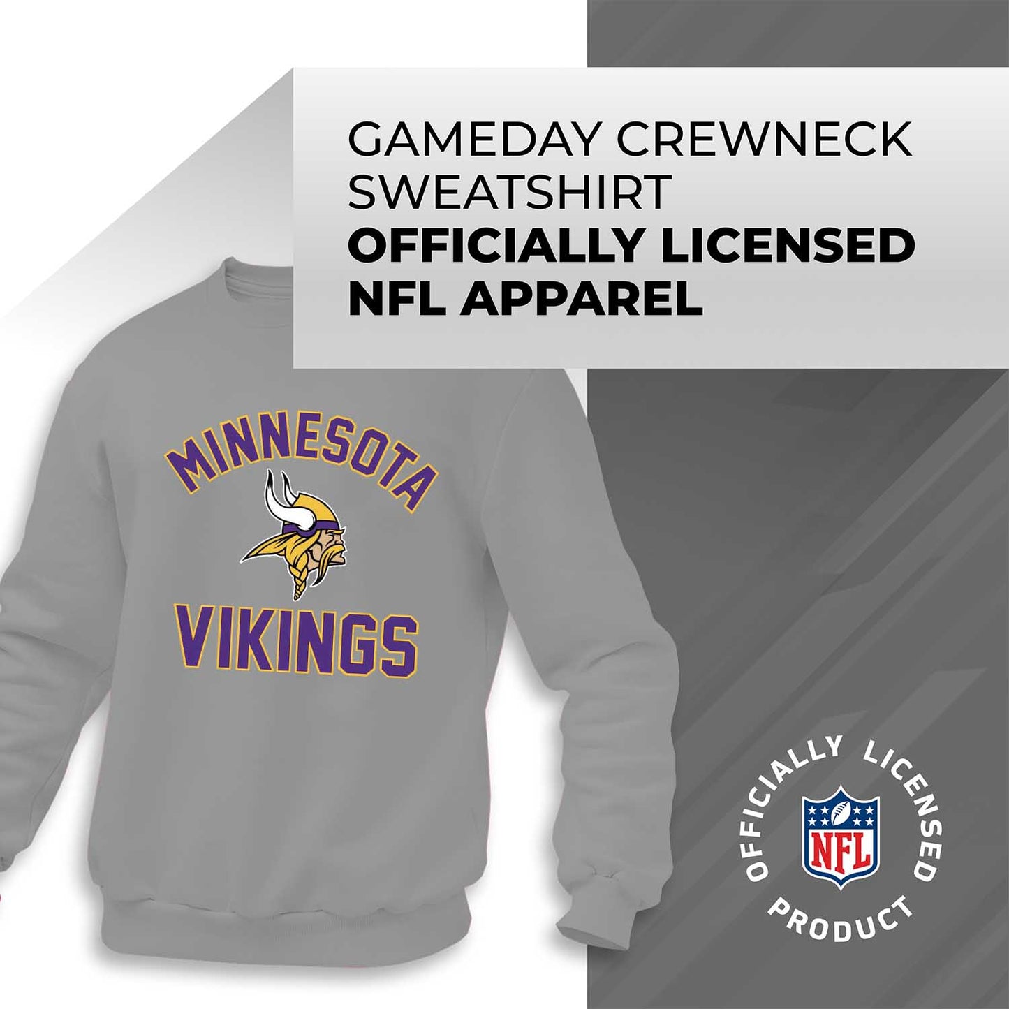 Minnesota Vikings NFL Adult Gameday Football Crewneck Sweatshirt - Sport Gray