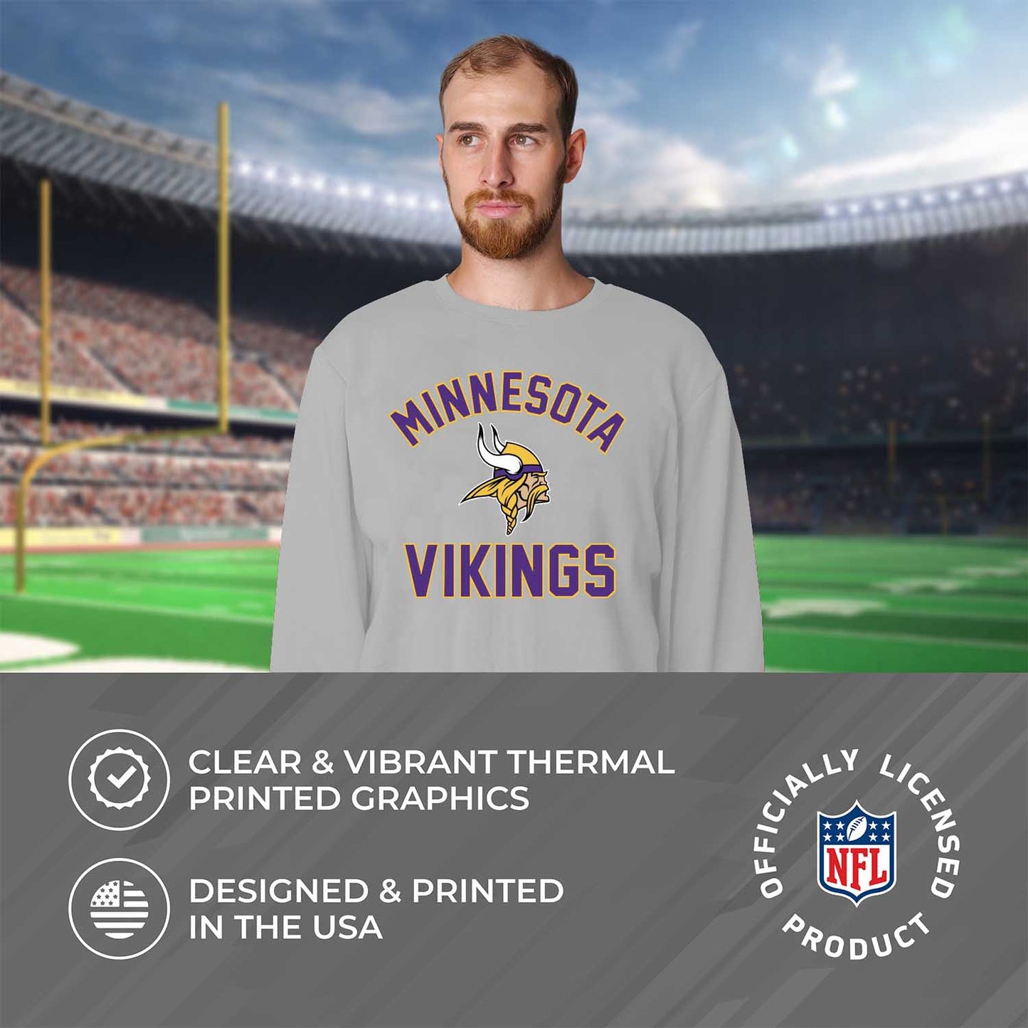 Minnesota Vikings NFL Adult Gameday Football Crewneck Sweatshirt - Sport Gray
