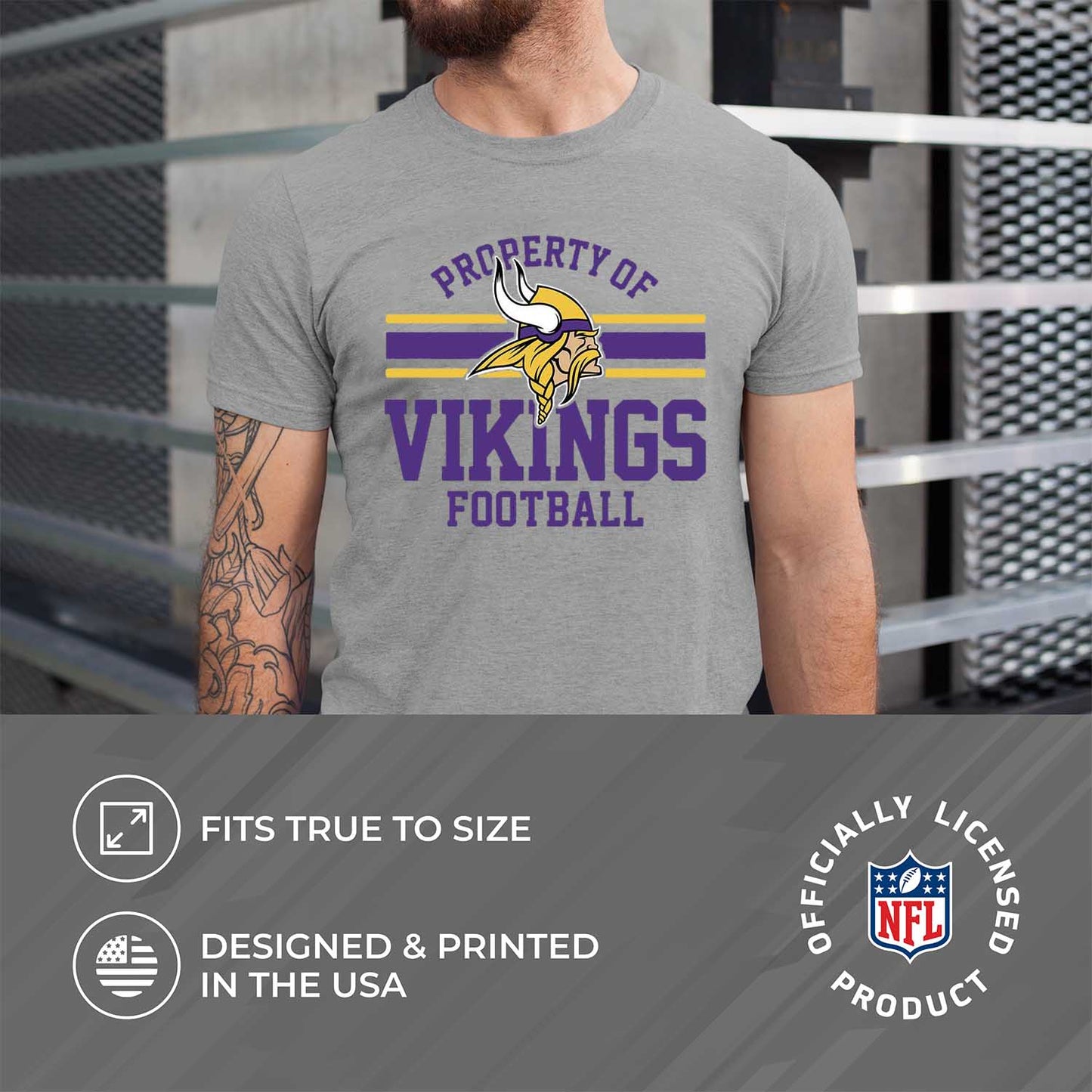 Minnesota Vikings NFL Adult Property Of T-Shirt - Sport Gray