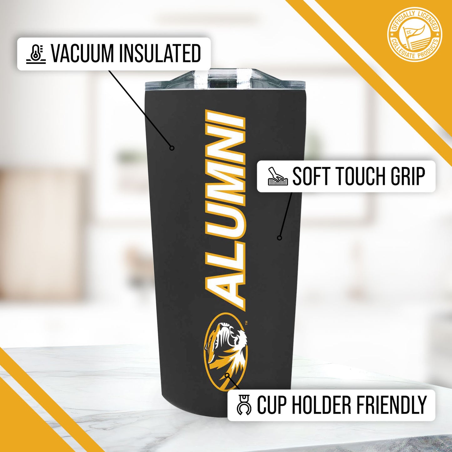 Missouri Tigers Collegiate Stainless Steel Travel Tumbler for Alumni - Black