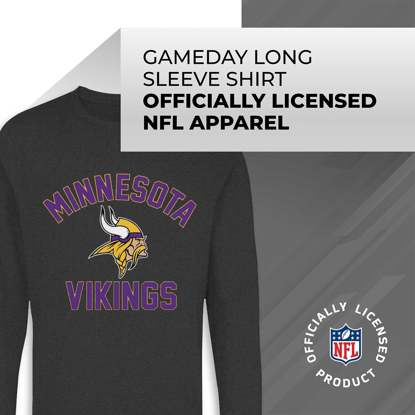 Minnesota Vikings NFL Gameday Adult Long Sleeve Shirt - Charcoal