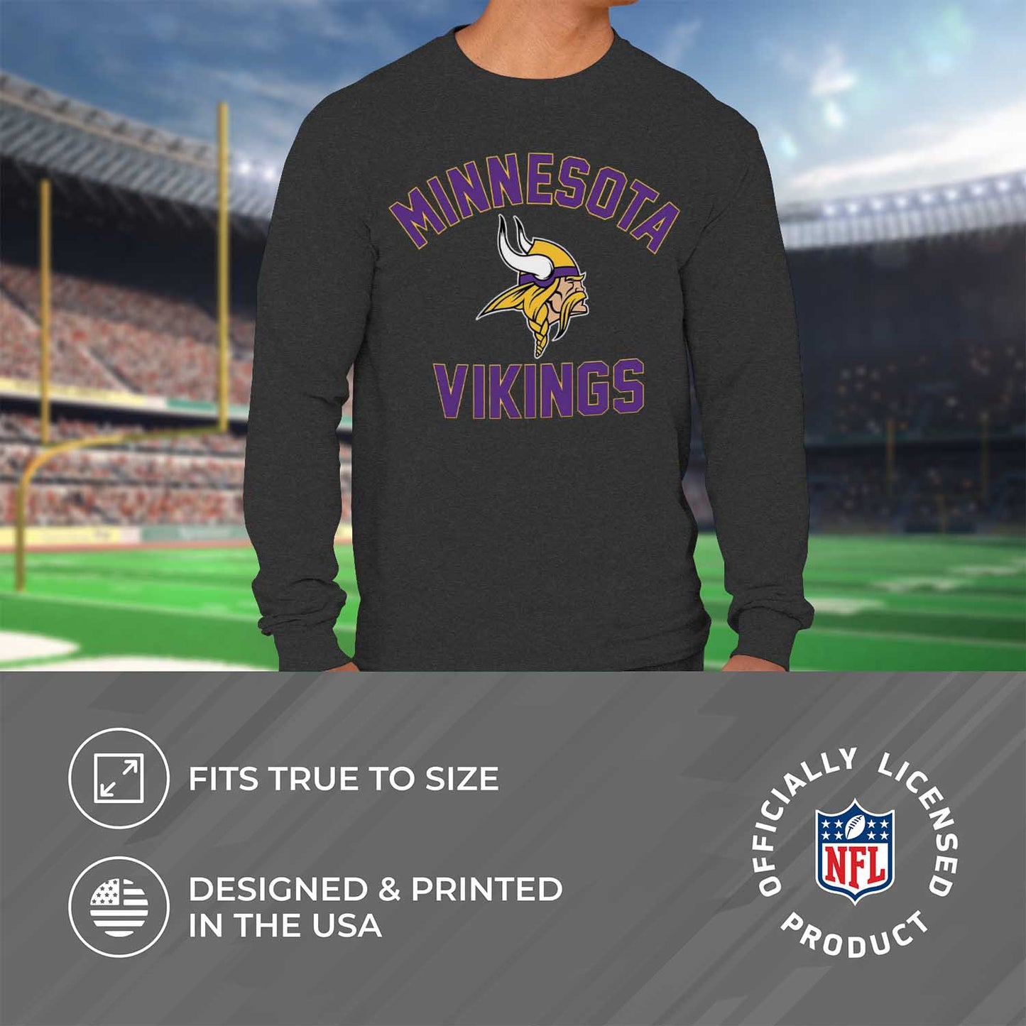 Minnesota Vikings NFL Gameday Adult Long Sleeve Shirt - Charcoal