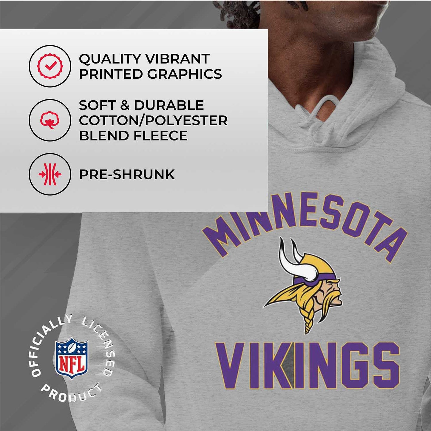 Minnesota Vikings NFL Adult Gameday Hooded Sweatshirt - Sport Gray