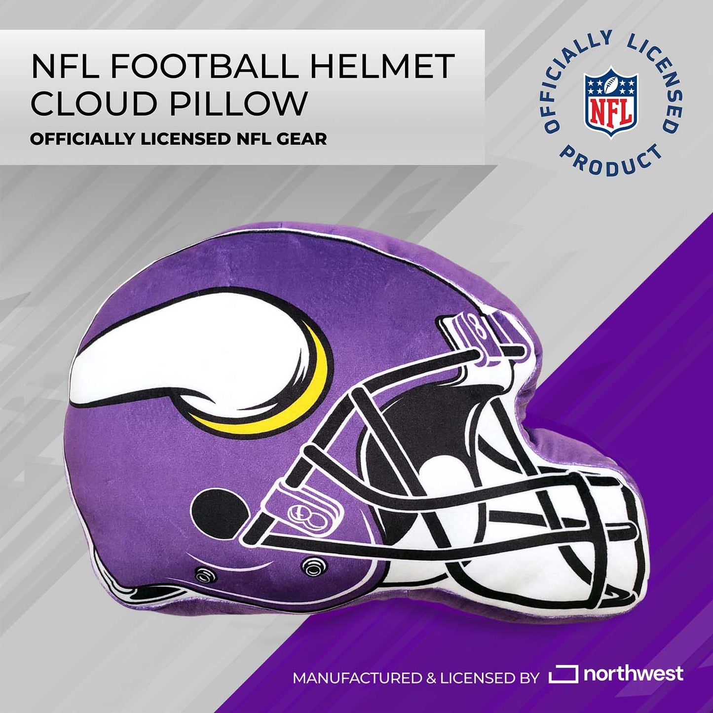 Minnesota Vikings NFL Helmet Football Super Soft Plush Pillow - Purple