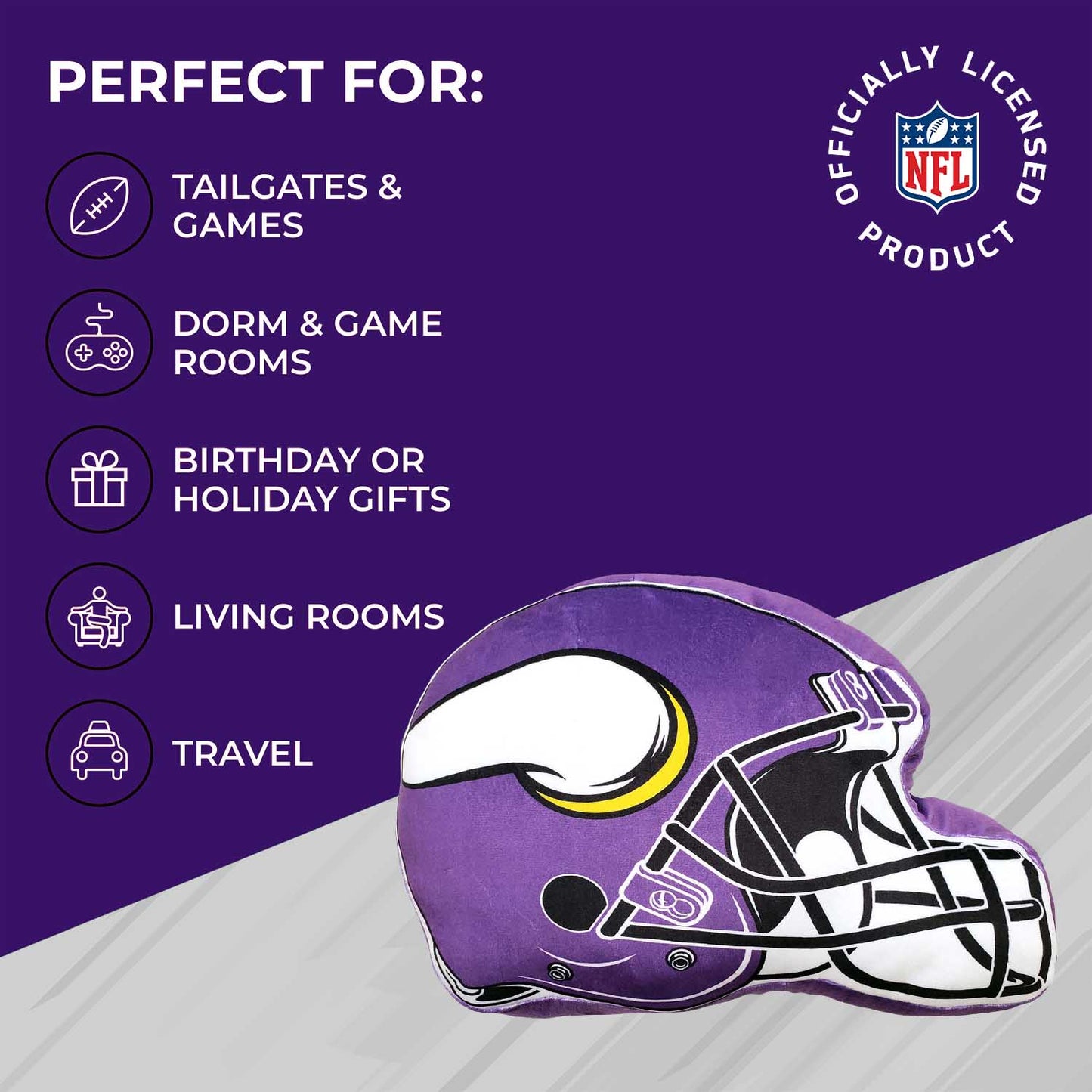 Minnesota Vikings NFL Helmet Football Super Soft Plush Pillow - Purple