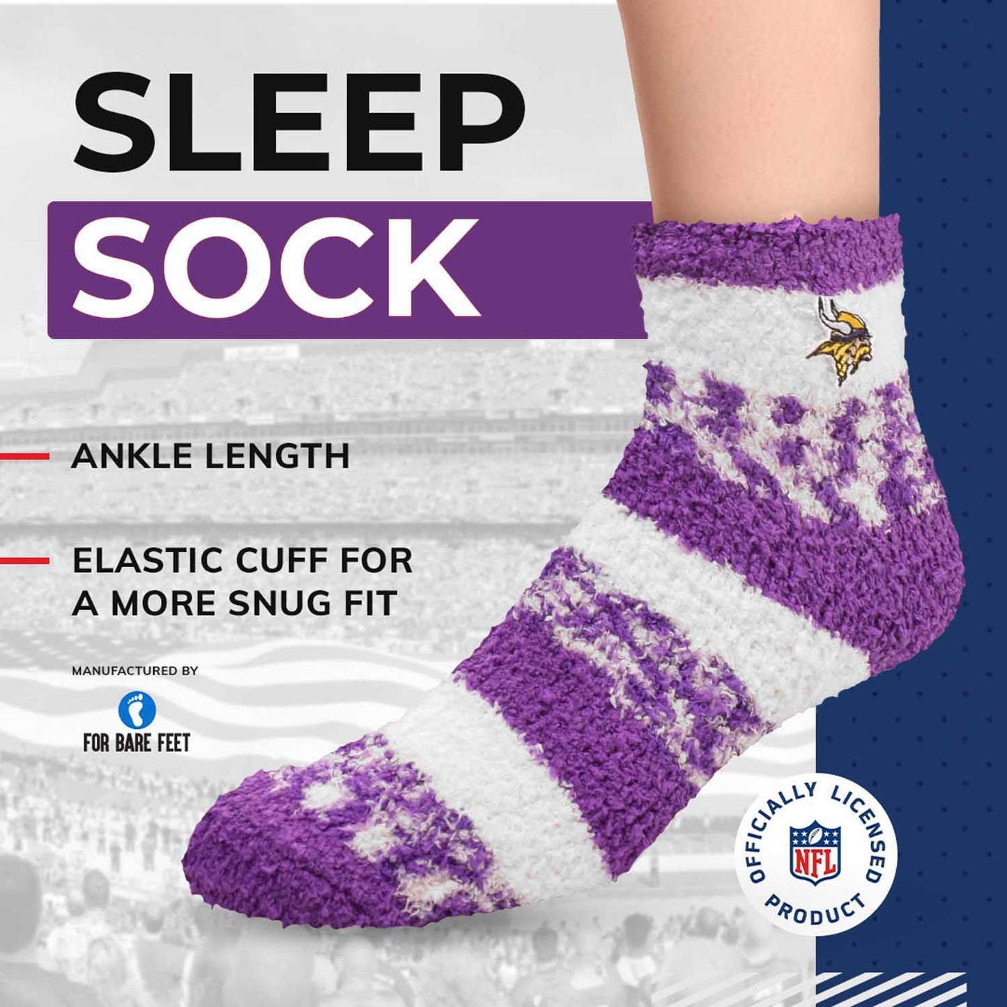 Minnesota Vikings NFL Cozy Soft Slipper Socks - Purple