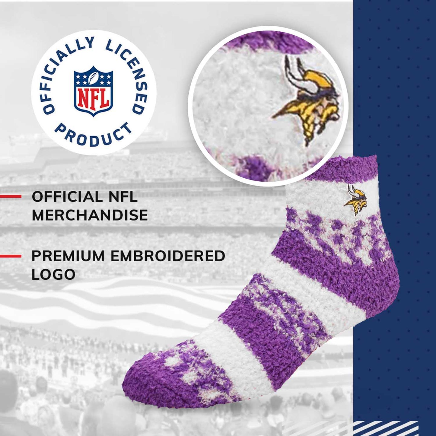 Minnesota Vikings NFL Cozy Soft Slipper Socks - Purple