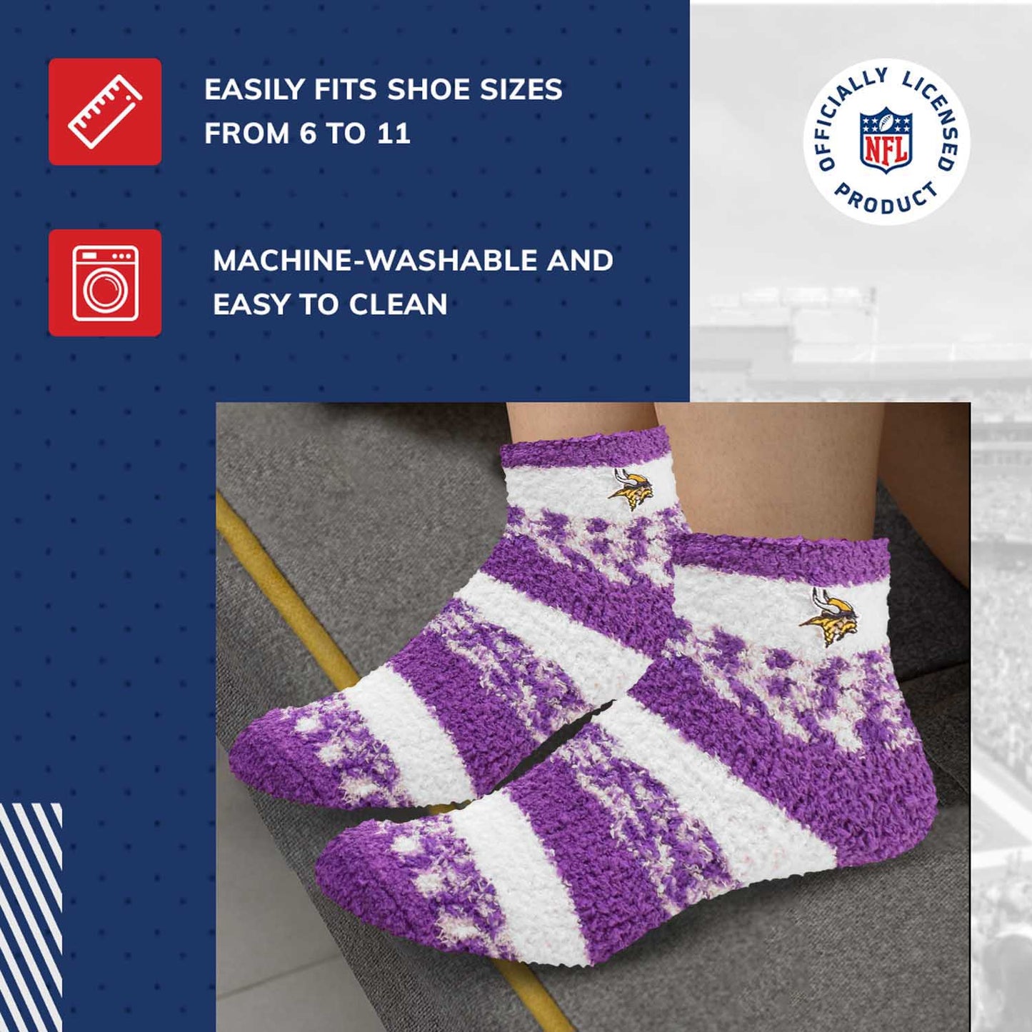 Minnesota Vikings NFL Cozy Soft Slipper Socks - Purple