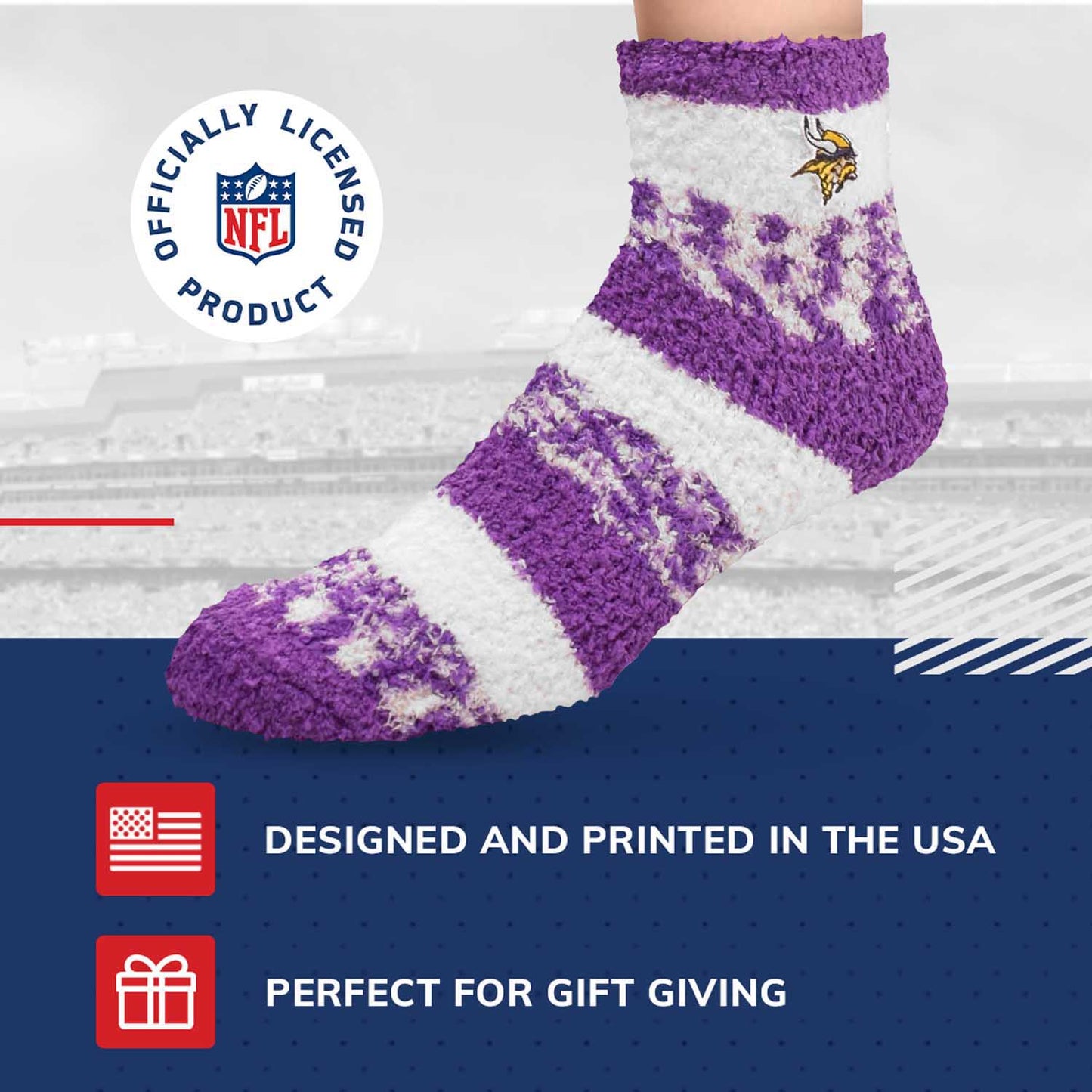Minnesota Vikings NFL Cozy Soft Slipper Socks - Purple