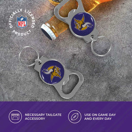 Minnesota Vikings NFL Bottle Opener Keychain Bundle - Black