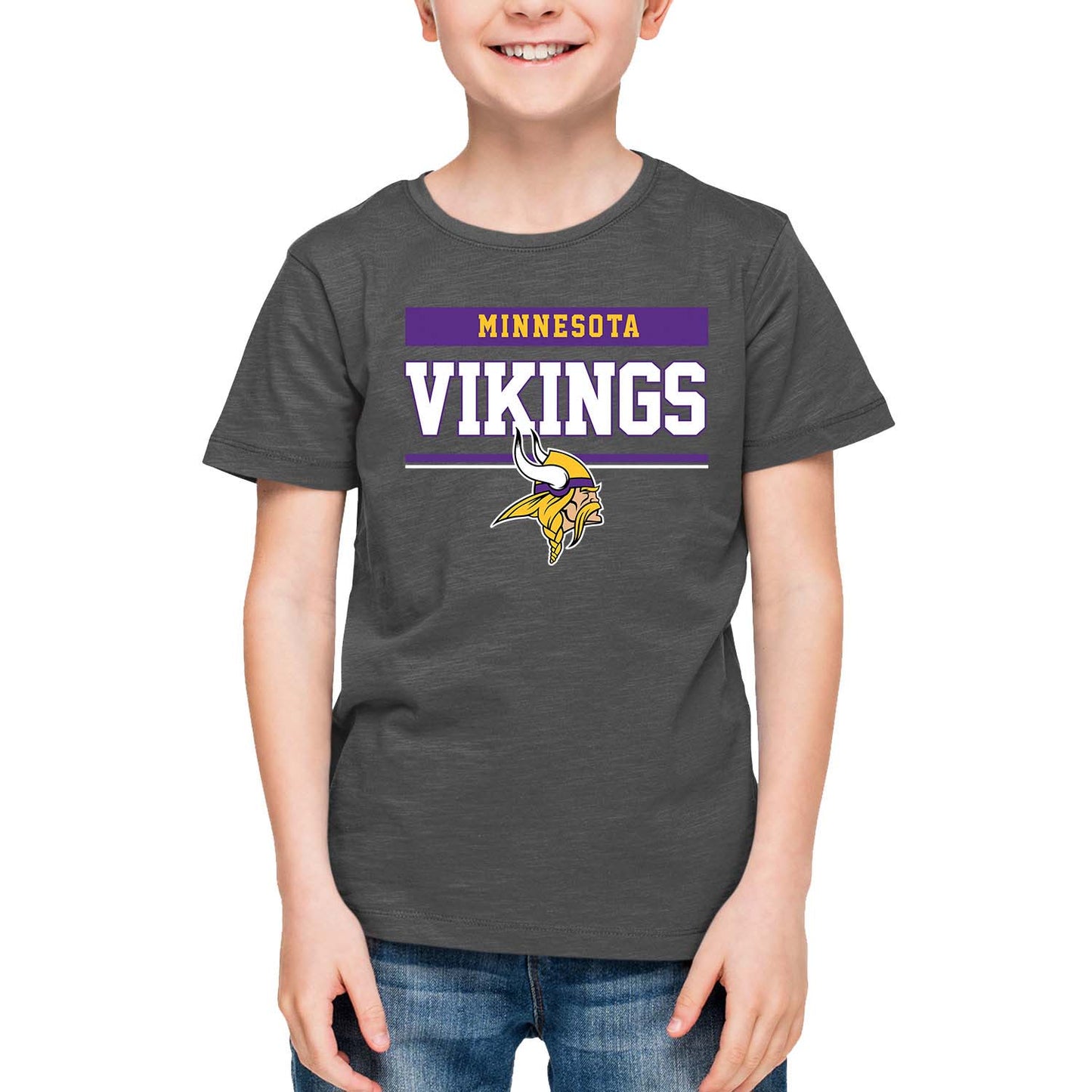 Minnesota Vikings NFL Youth Short Sleeve Charcoal T Shirt - Charcoal