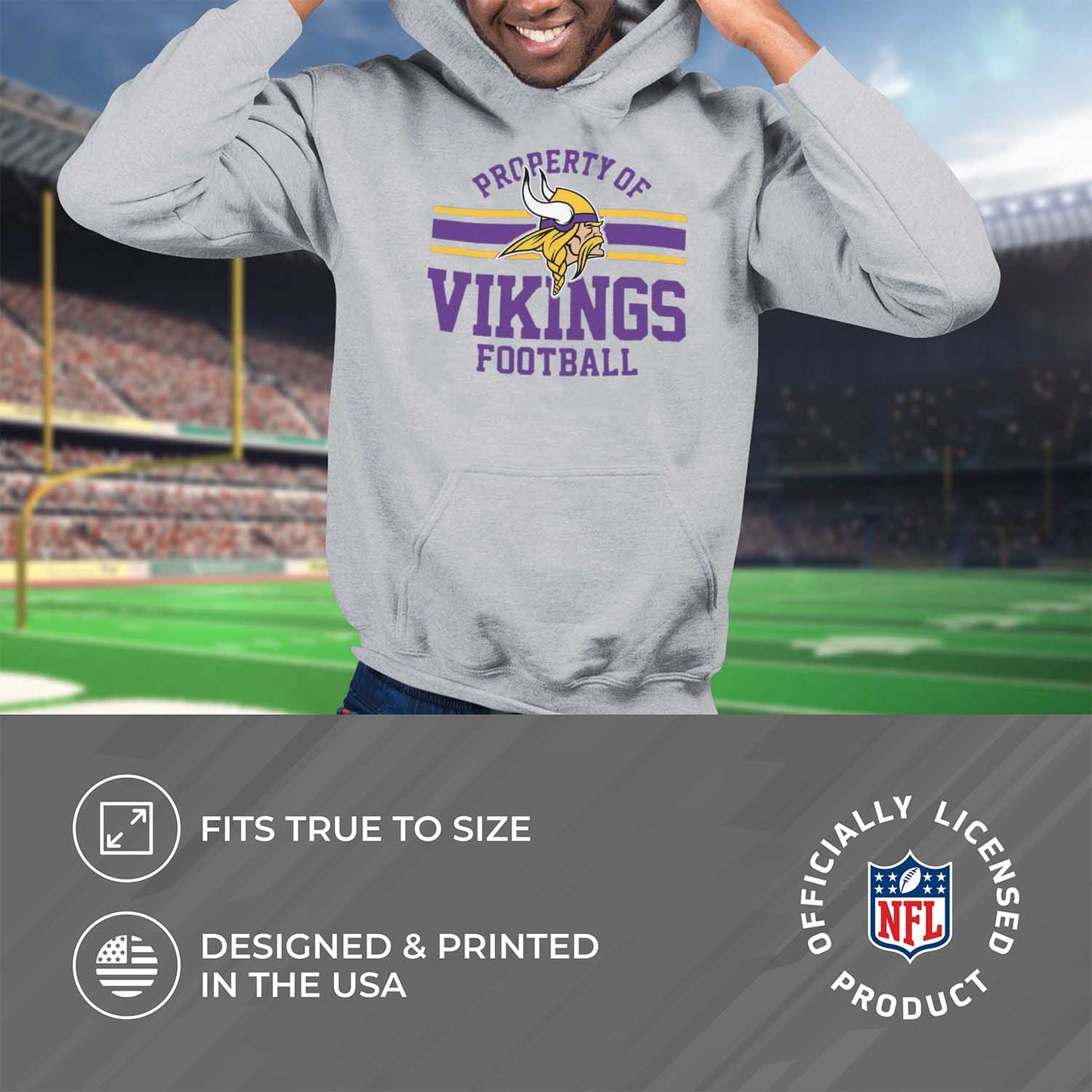 Minnesota Vikings NFL Adult Property Of Hooded Sweatshirt - Sport Gray
