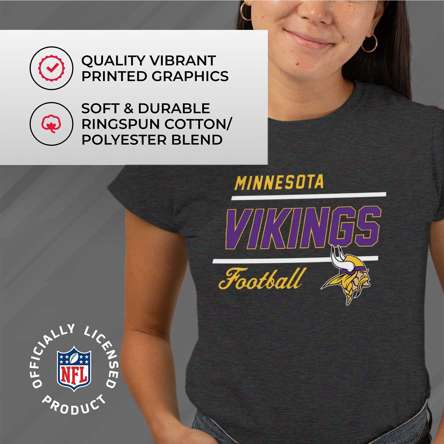 Minnesota Vikings NFL Womens Plus Size Relaxed Fit T-Shirt - Team Color