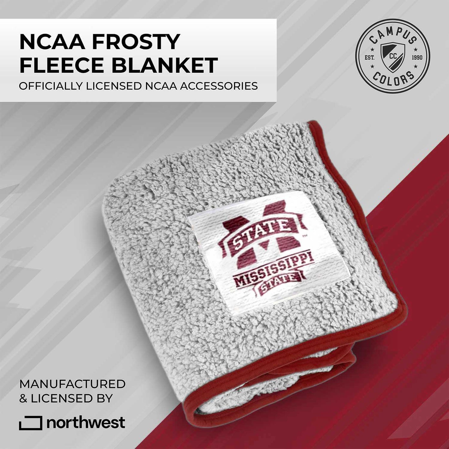 Mississippi State Bulldogs NCAA Silk Sherpa College Throw Blanket - Maroon